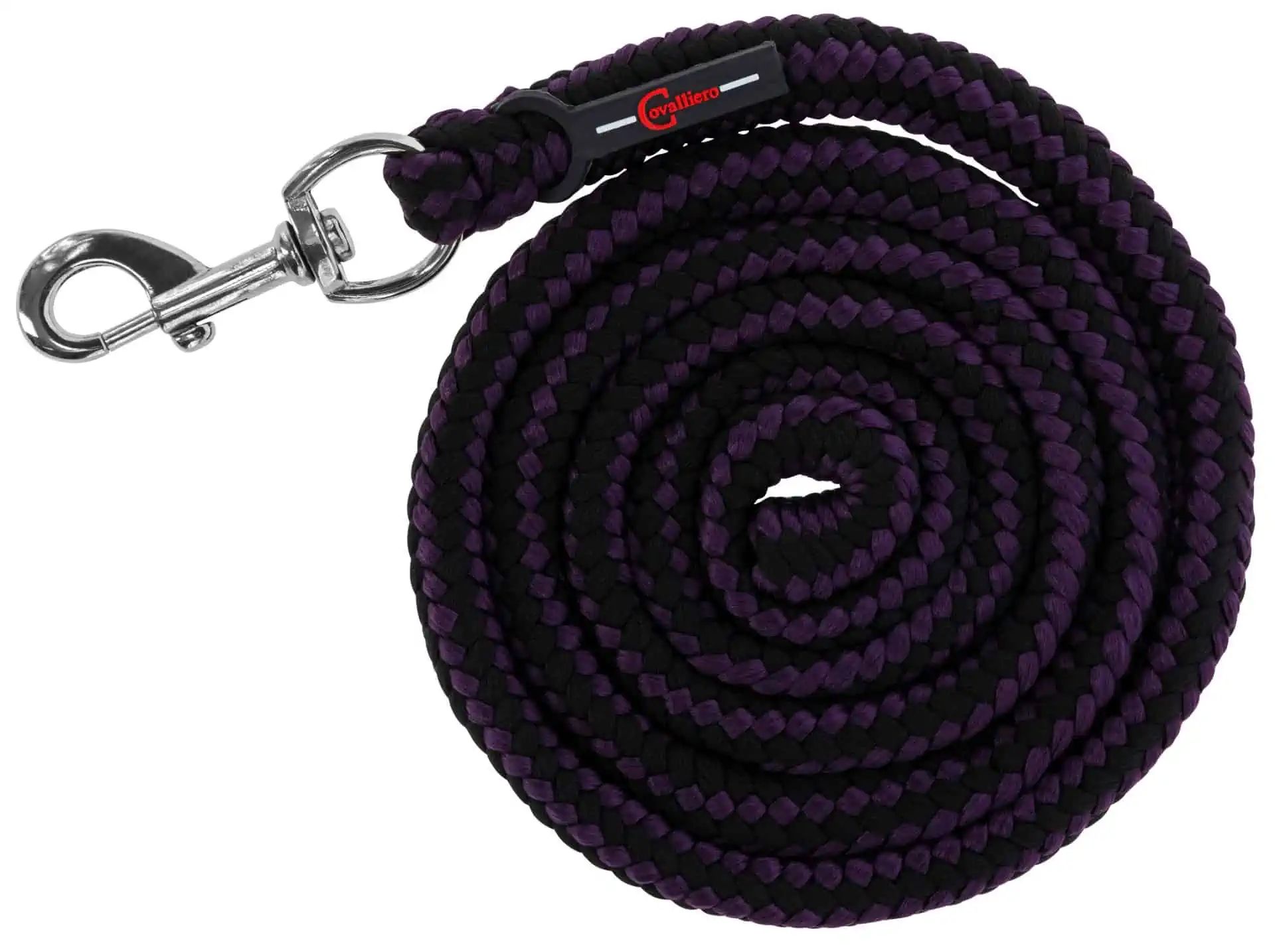 Covalliero Führstrick Hippo für Pferde, geflochtenes PE, Karabiner aubergine/anthrazit