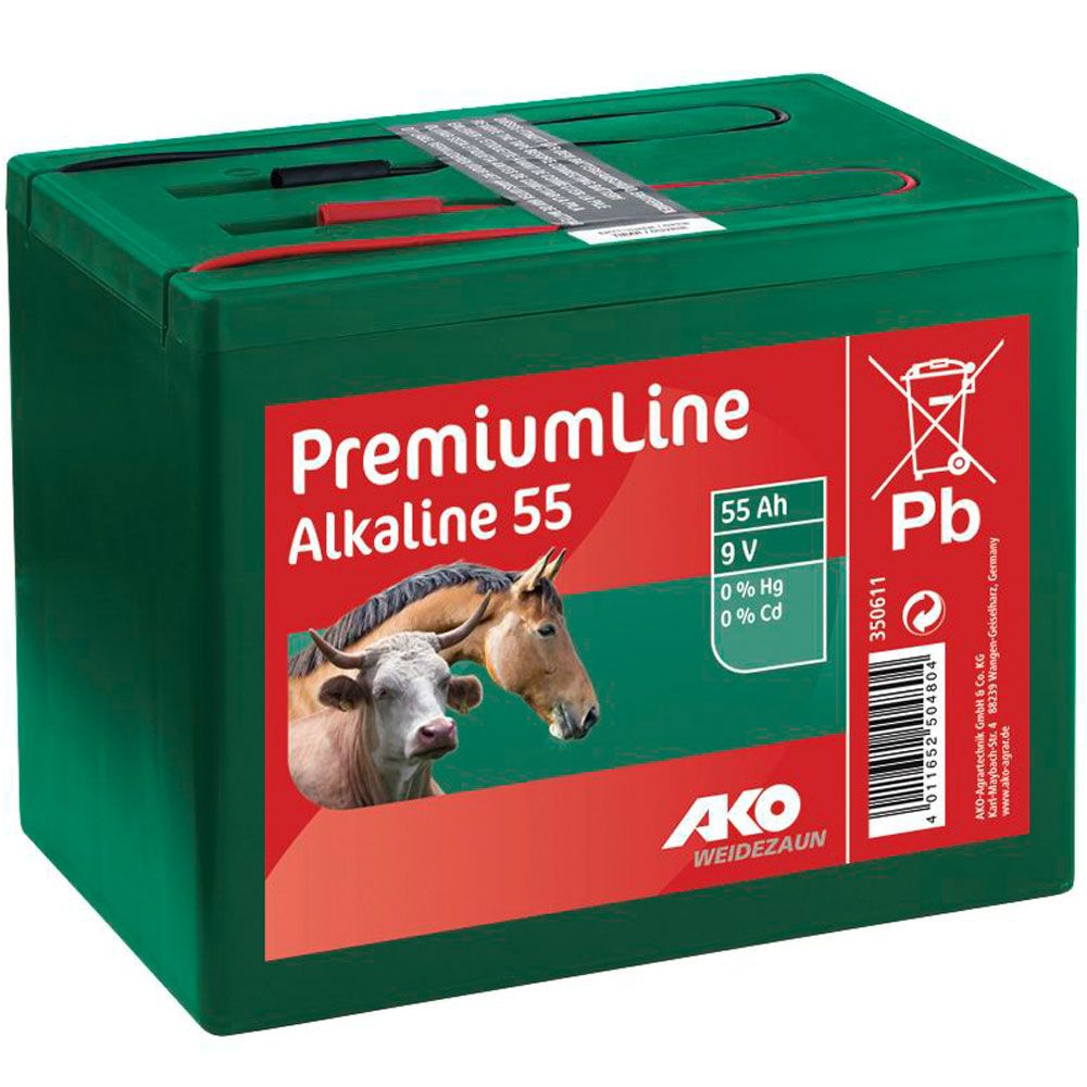 AKO Weidezaunbatterie Alkaline 9V Trockenbatterie 55-210Ah, 55 Ah