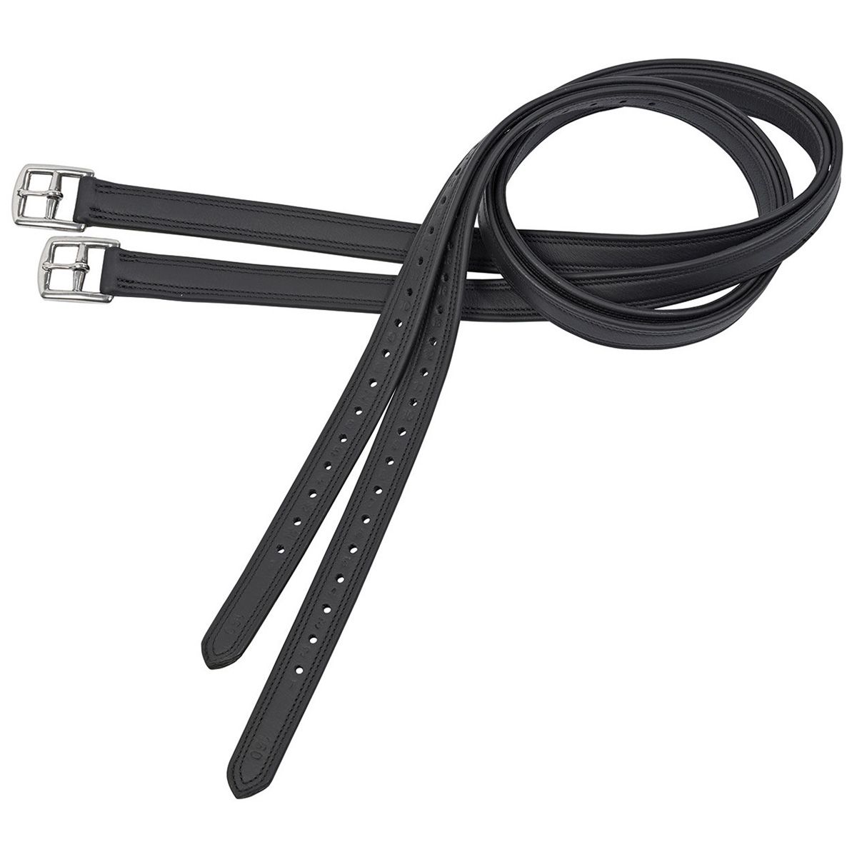 BUSSE Steigbügelriemen SOFT-CURVED, weiches Leder mit Edelstahlschnallen, 150 cm, schwarz/edelstahl