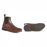 Braune Lederstiefeletten mit elastischen Seiteneinsätzen und profilierter Sohle