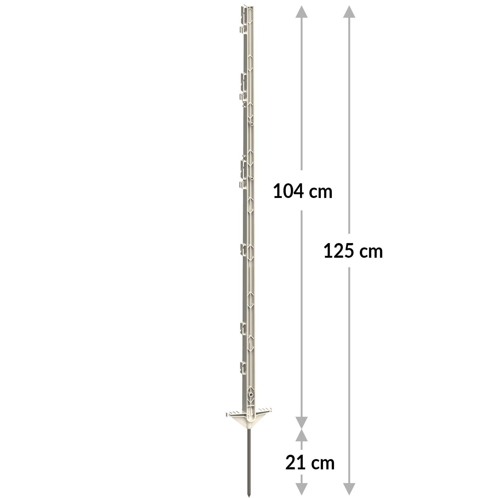 AKO Plastic Post CLASSIC 125 cm, Double Step, White, 5 pcs, dimensioned drawing