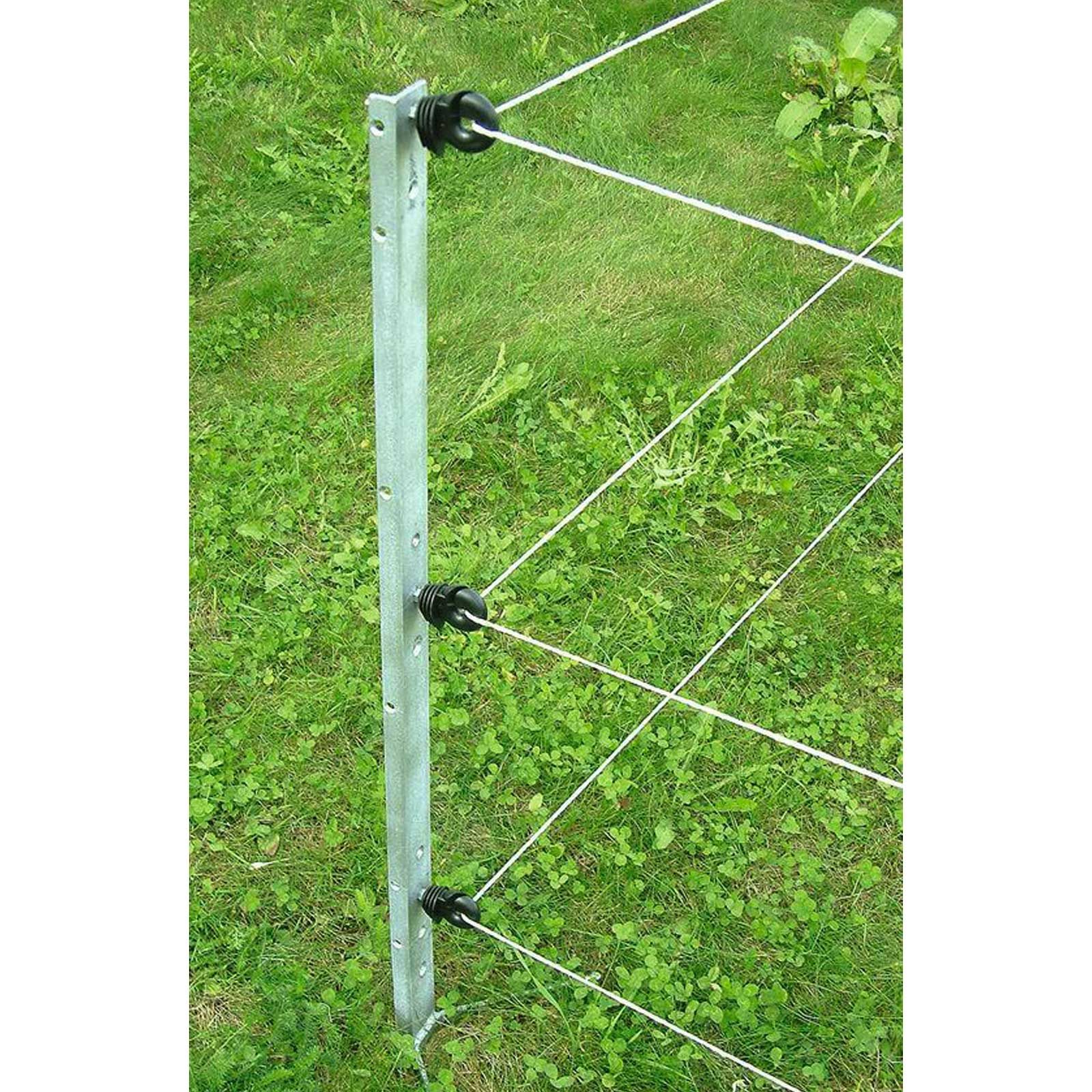 Palo multiuso Kerbl in metallo per 3 avvolgitori, 120 cm, in uso, isolatore