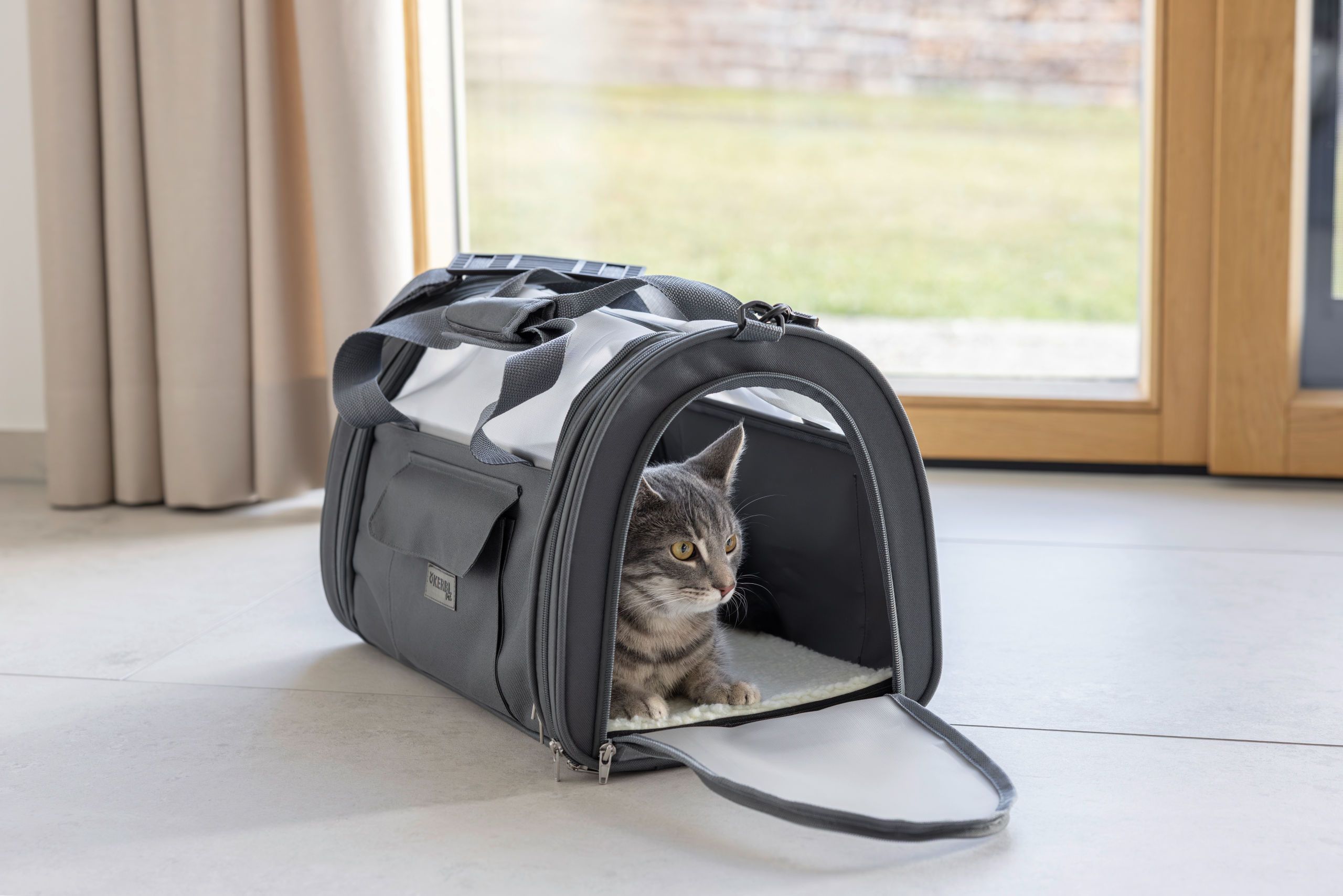 Katze, Tiertransportbox, weichesseitiges, Grau, Tragetasche