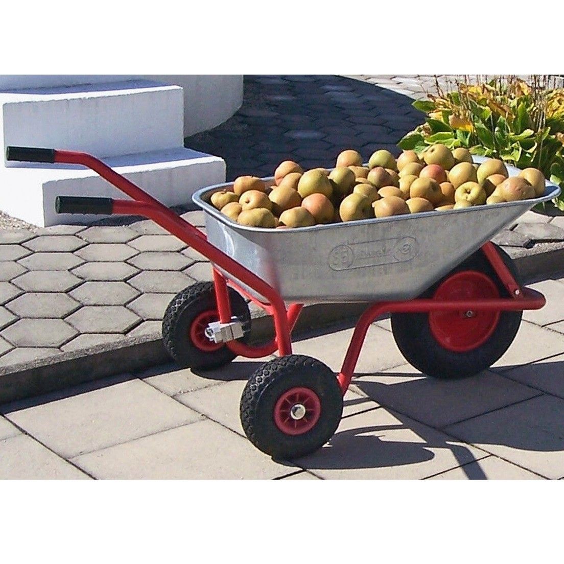 Kerbl Stabilising Wheels for Wheelbarrow, Set of 2, in use, wheel
