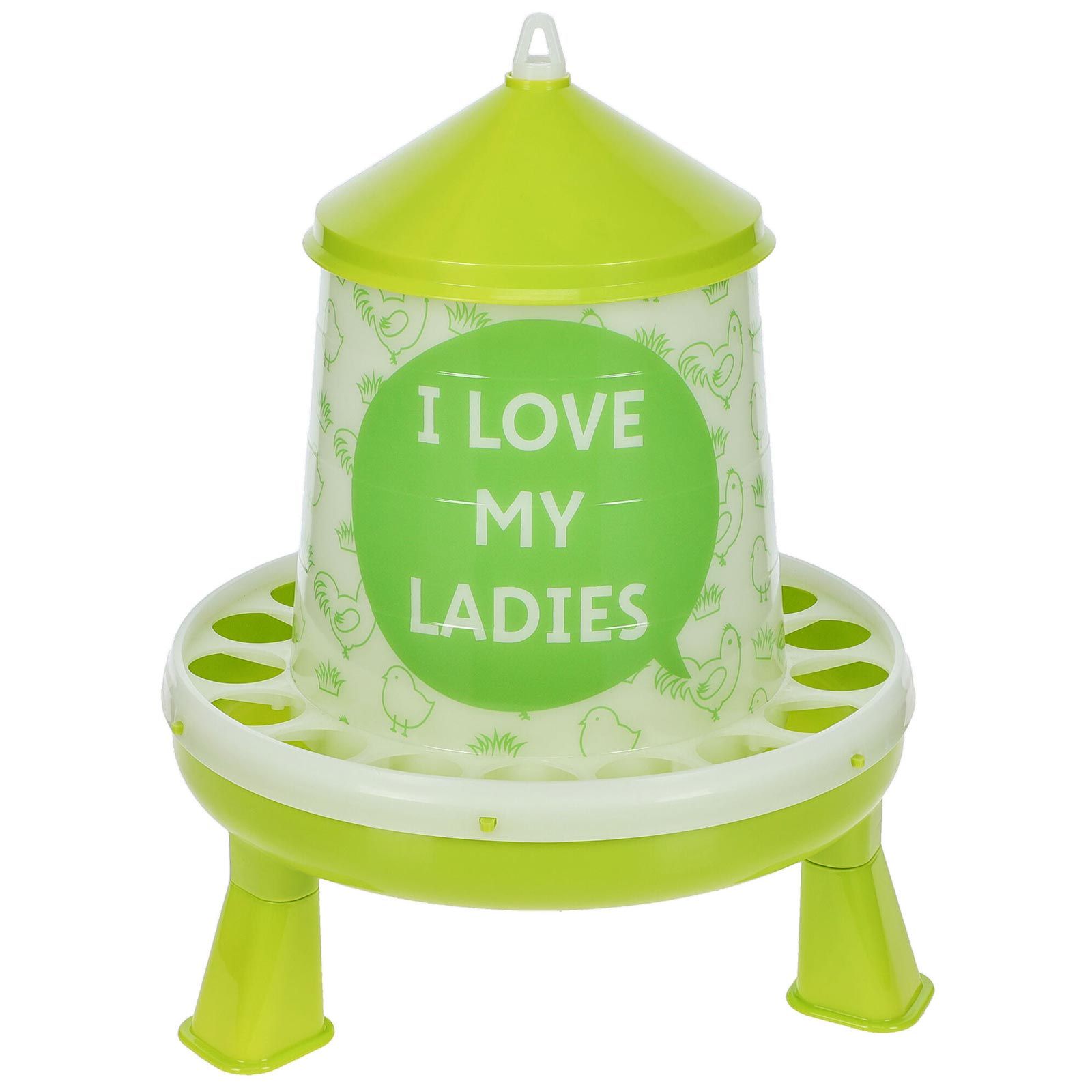 Kerbl Foderautomat med Fötter, Plast, "I love my Ladies" Design