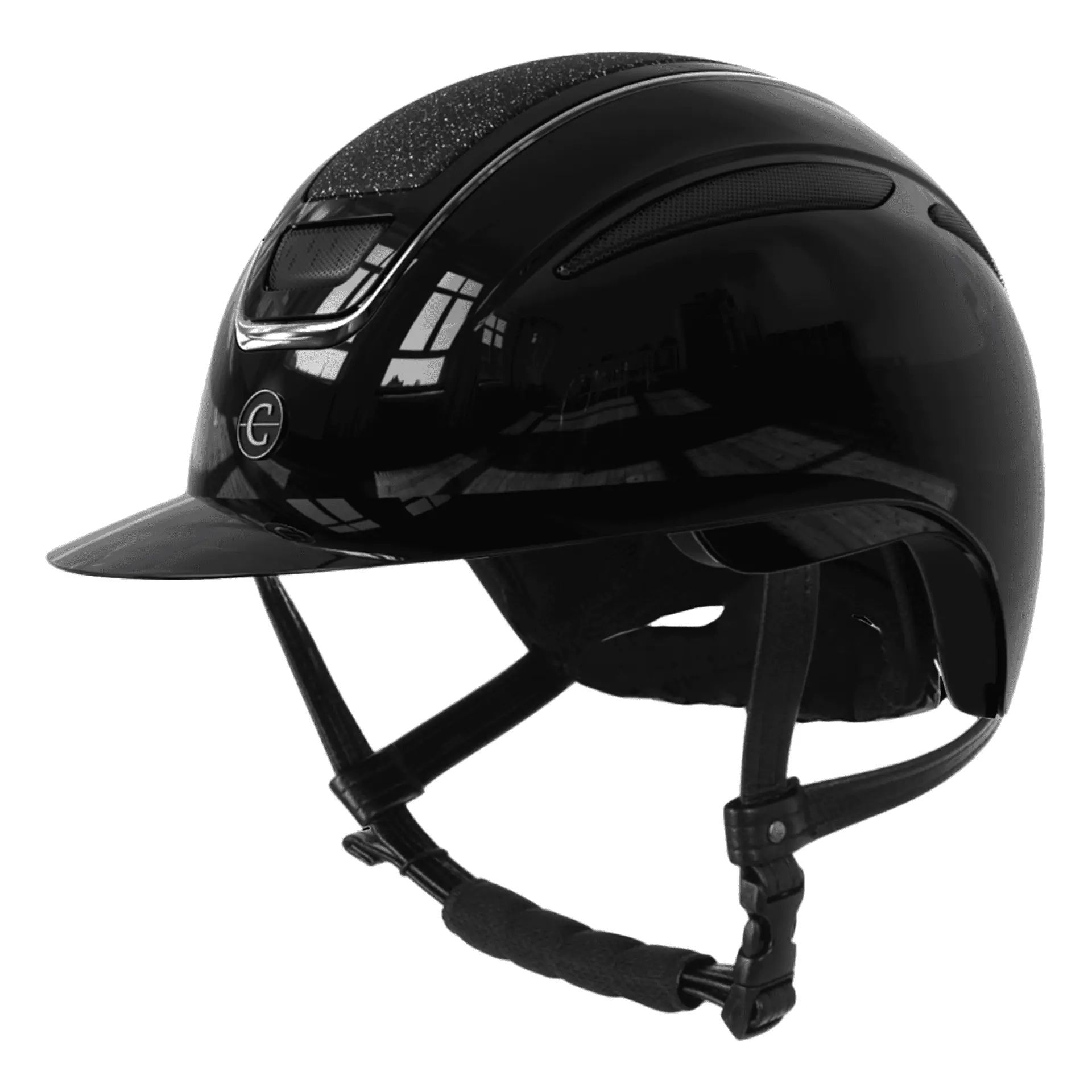 Covalliero Casco da equitazione Elite Polo, nero vernice, L