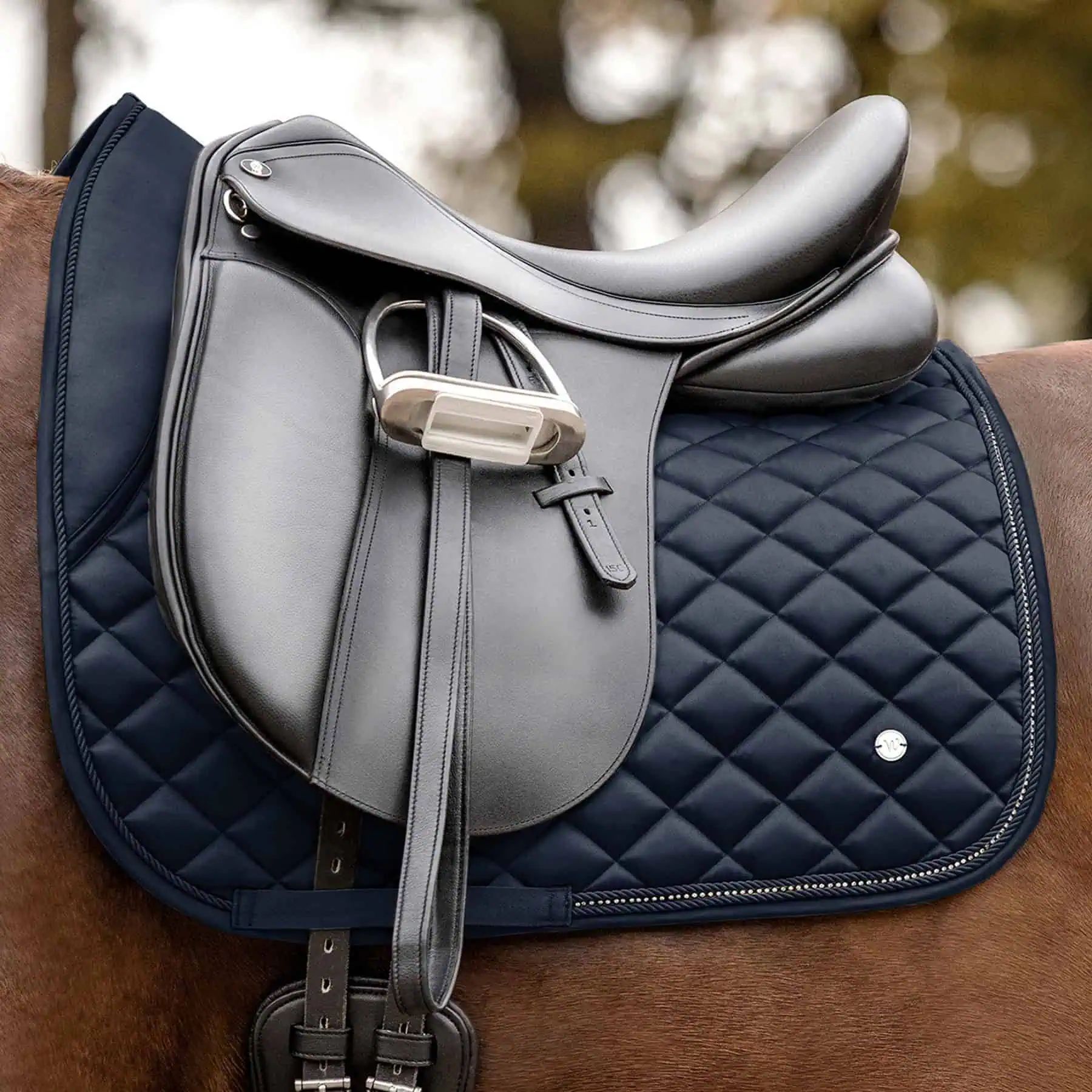 Chabraque Waldhausen Nepal - matière brillante et bande de strass, bleu nuit Dressage