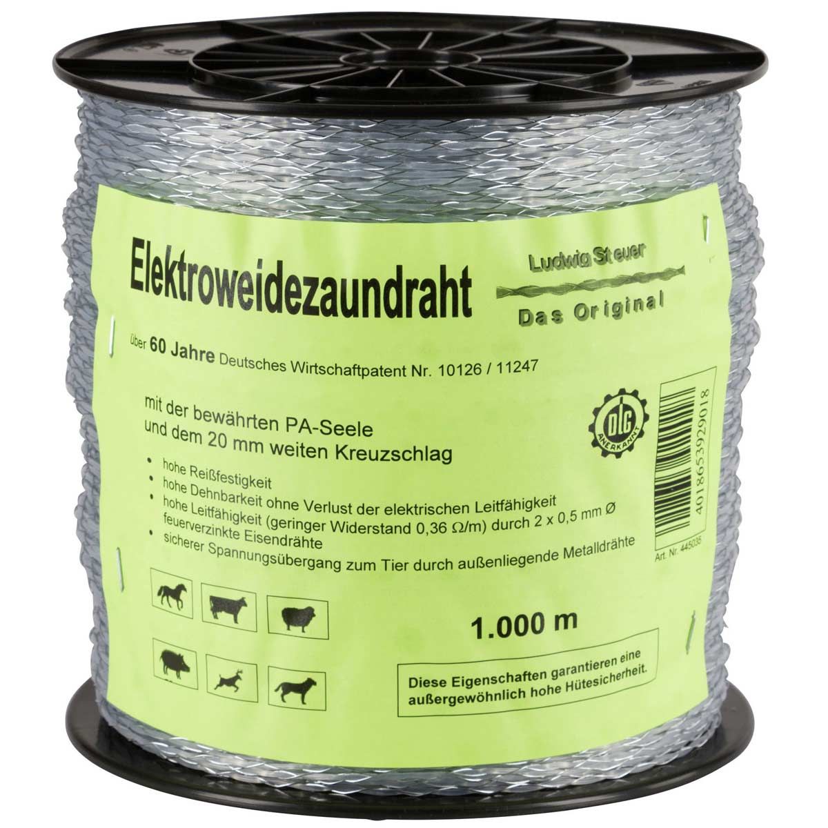 Fil de commande AKO pour clôture électrique, fil de fer 2x0,50 mm, 1000 m