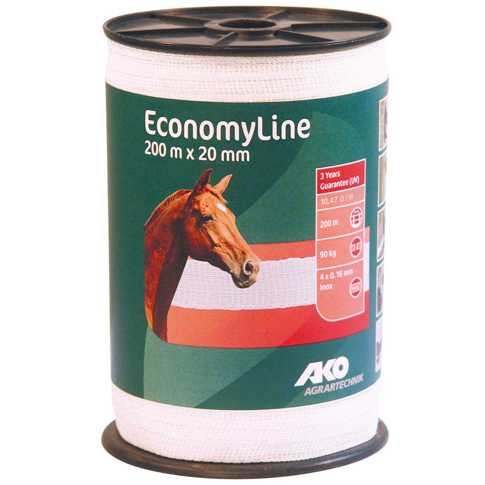 AKO Weidezaunband EconomyLine 20 mm, weiß, für kurze Zäune und Portionsweiden