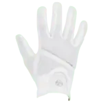Weißer Reithandschuh mit perforiertem Material am Handrücken