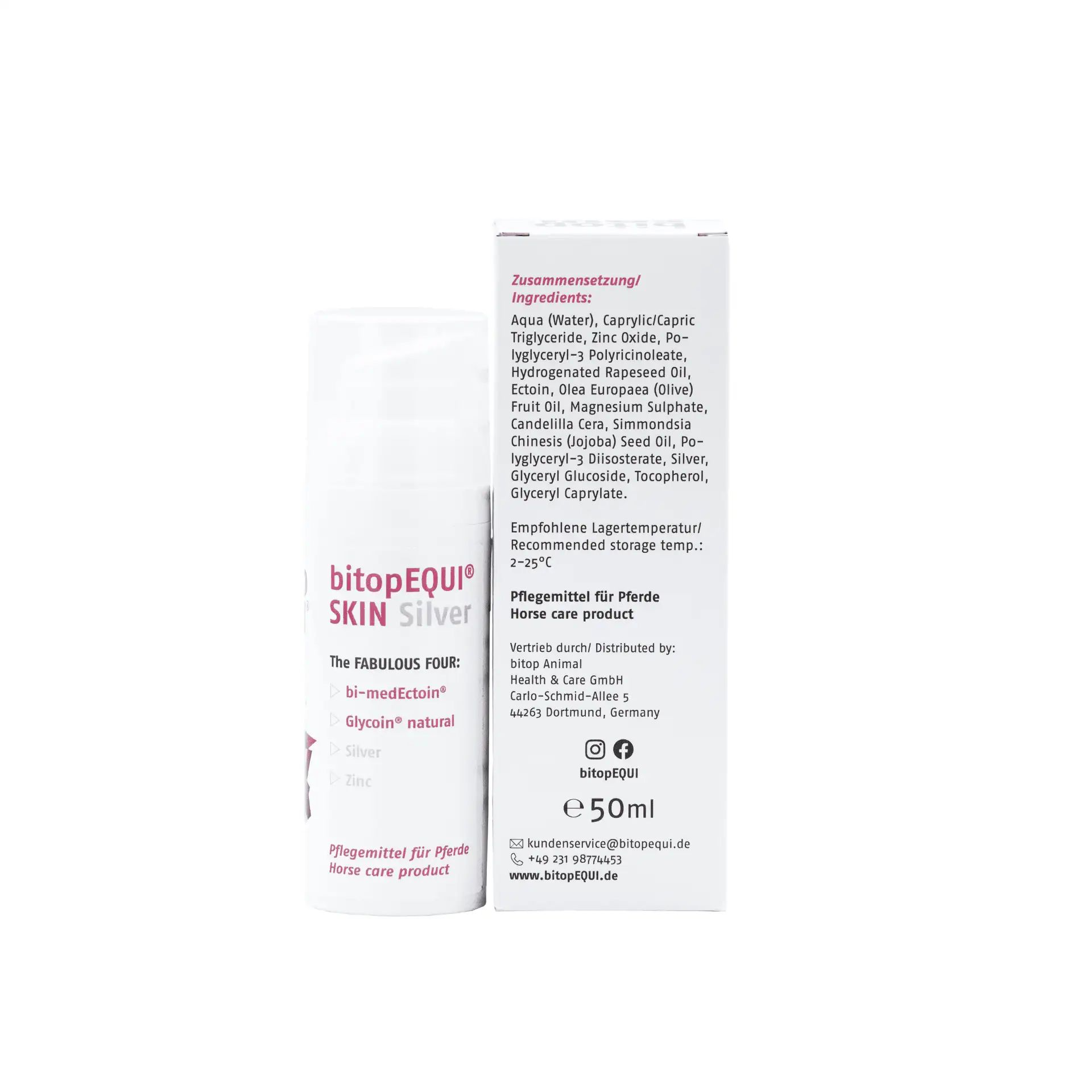 bitopEQUI Skin Silver Pastern Cream for Horses, 50 ml, rear view