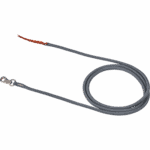 Graue Führleine mit Karabinerhaken und roter Handschlaufe