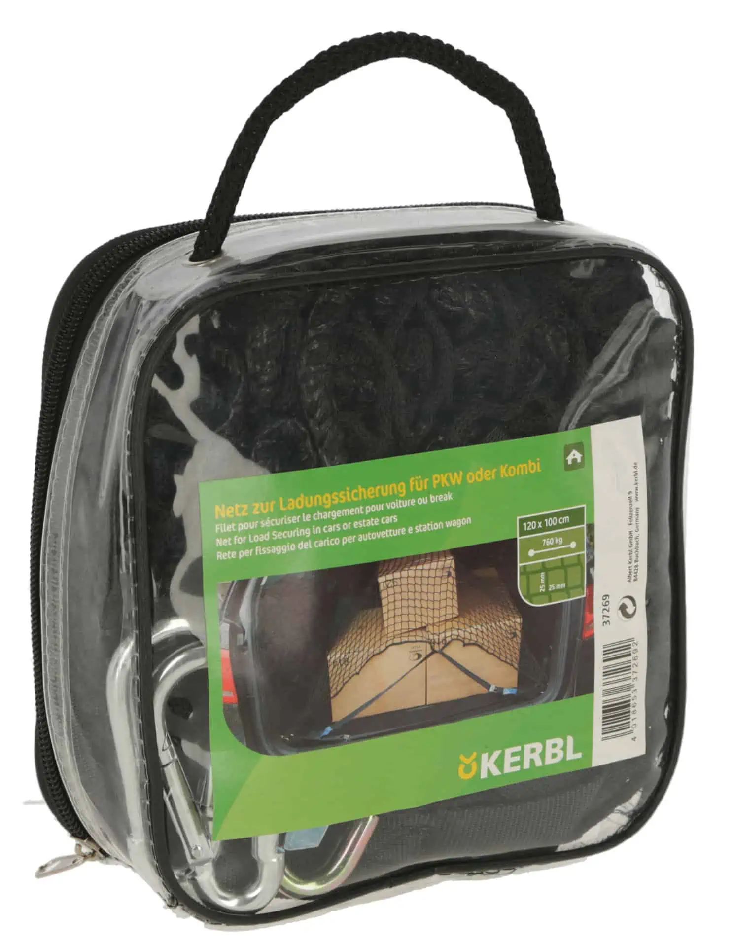 Kerbl Cargo Net for Car Boot & Estate, Includes Tie-Down Straps, packaging