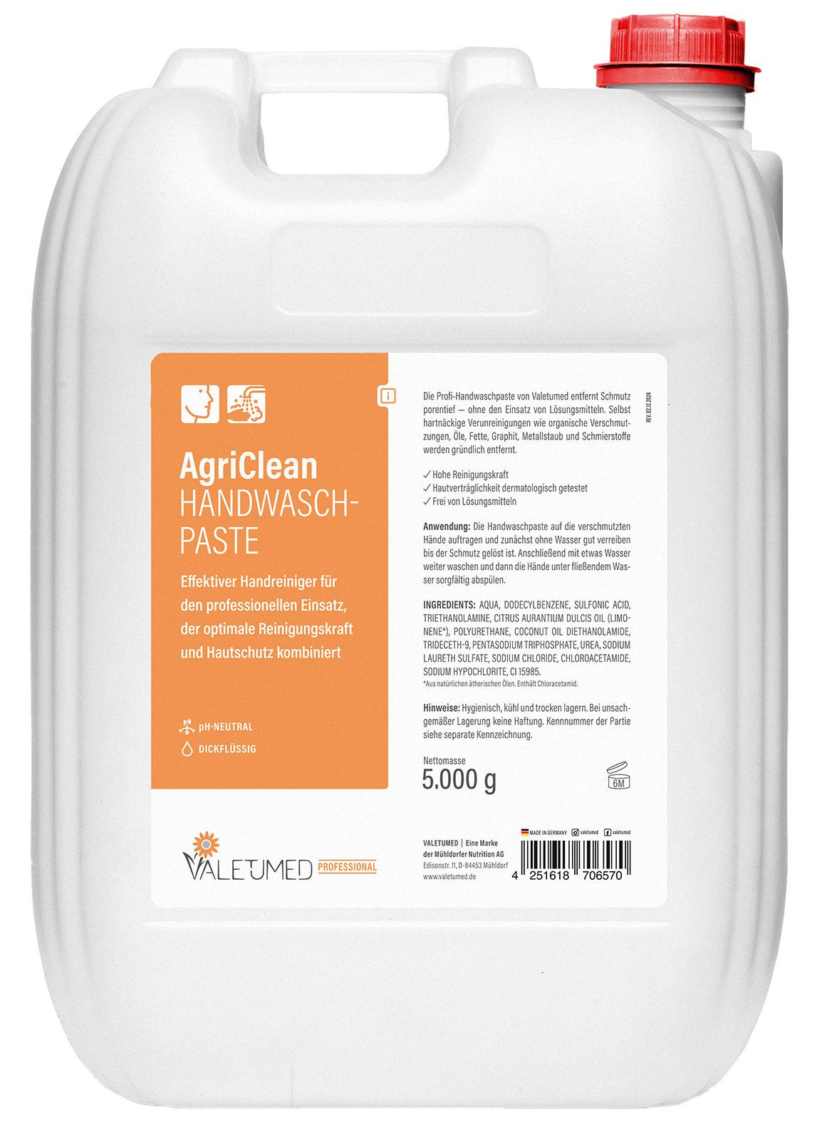 handwash paste, AgriClean, container, 5kg, pH-neutral