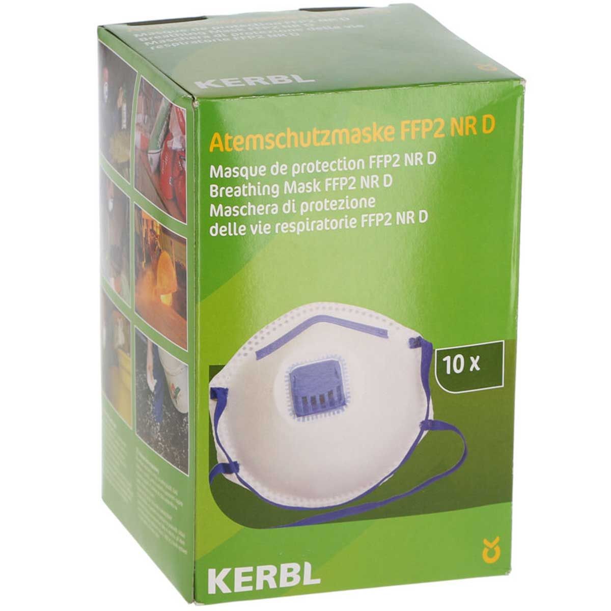 Masque anti-poussières fines Kerbl FFP2 NR D avec valve, 10 pièces