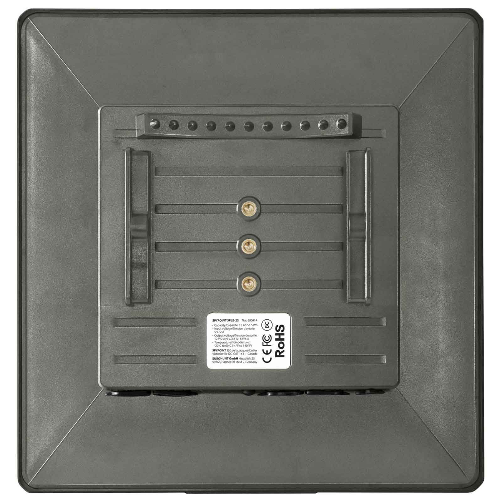 SPYPOINT Solarpanel SPLB-22 mit 15.000 mAh Lithium-Akku, Rückansicht