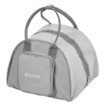 Graue Reisetasche mit runden Tragegriffen und Reissverschluss