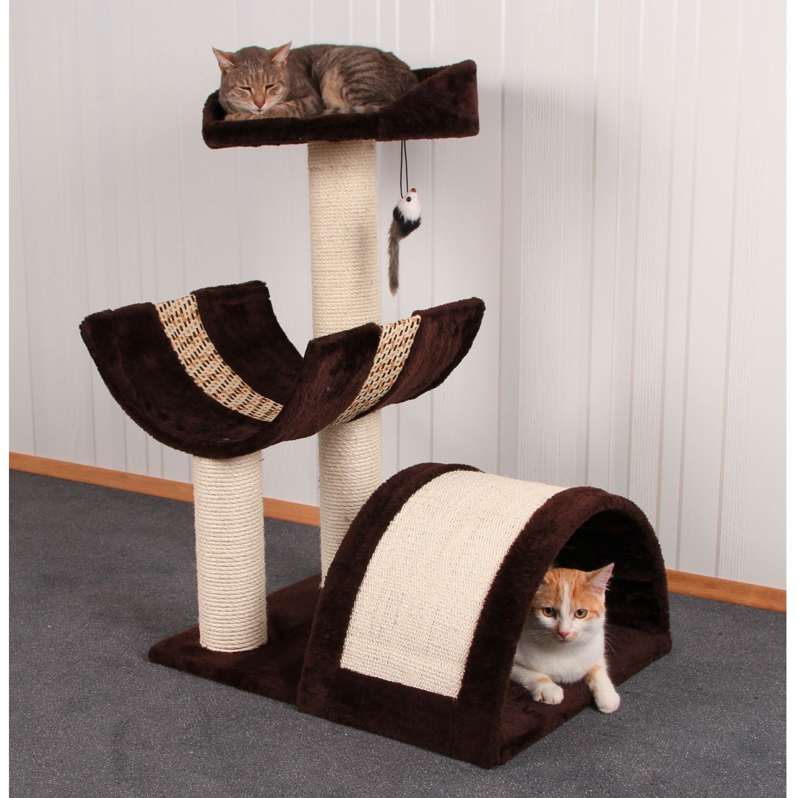 Kerbl Albero per gatti Safari con cuccia & tiragraffi, 60-83 cm, in uso