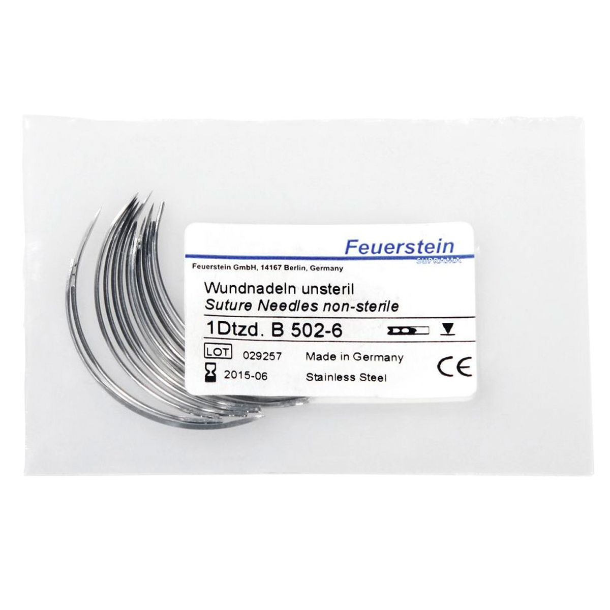 Kerbl aiguilles de suture chirurgicale à œillet à ressort, 12 pièces, taille 2: 75x1,4 mm