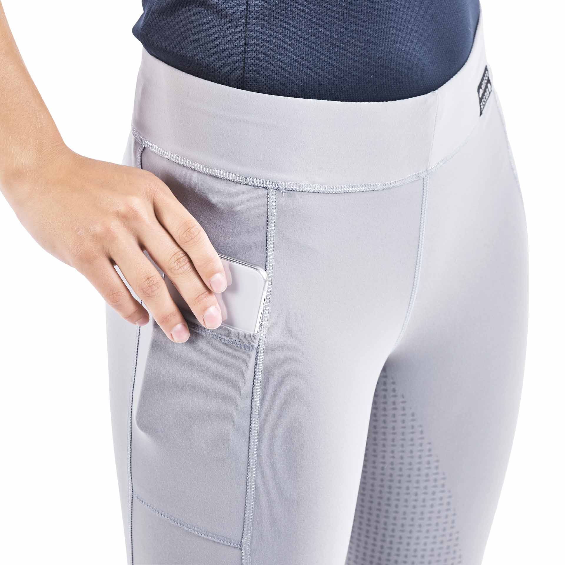 BUSSE Reit-Tights PASSION, sportlich-glamourös mit Glitzernähten, Detailansicht, Tasche
