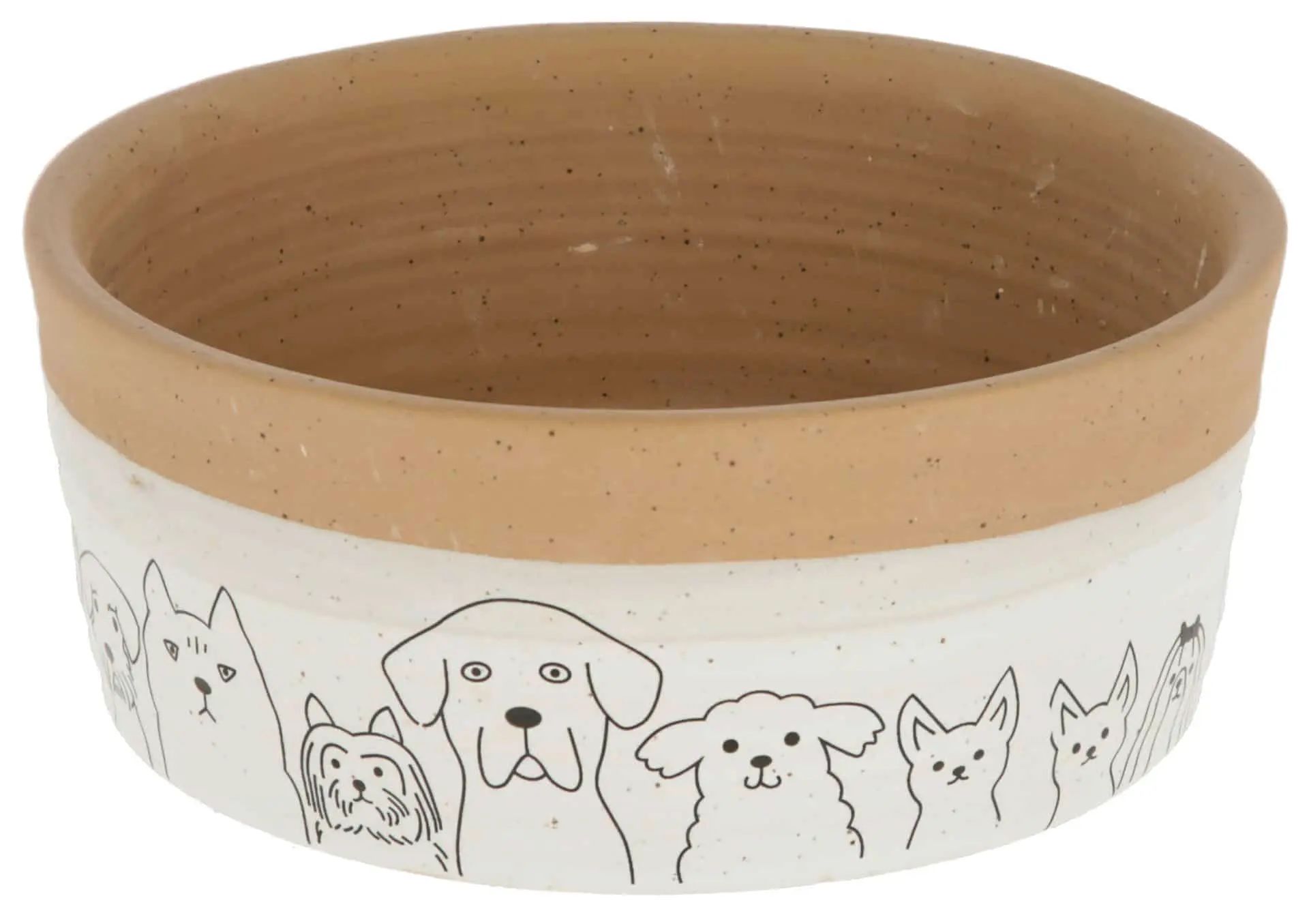 Kerbl Ceramic Bowl Hungry, White/Brown with Motif, Dishwasher Safe