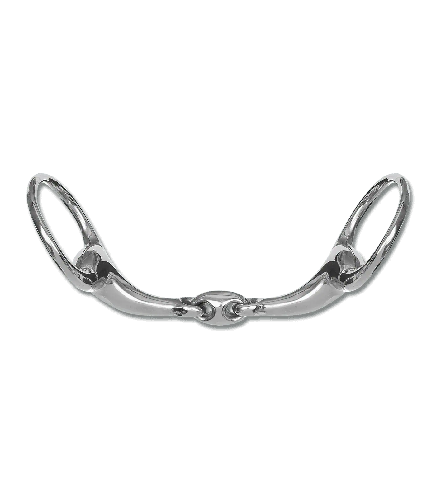 Waldhausen olívafejű zabla, dupla törésű, tömör, rozsdamentes acél, 14,5 cm / 18 mm
