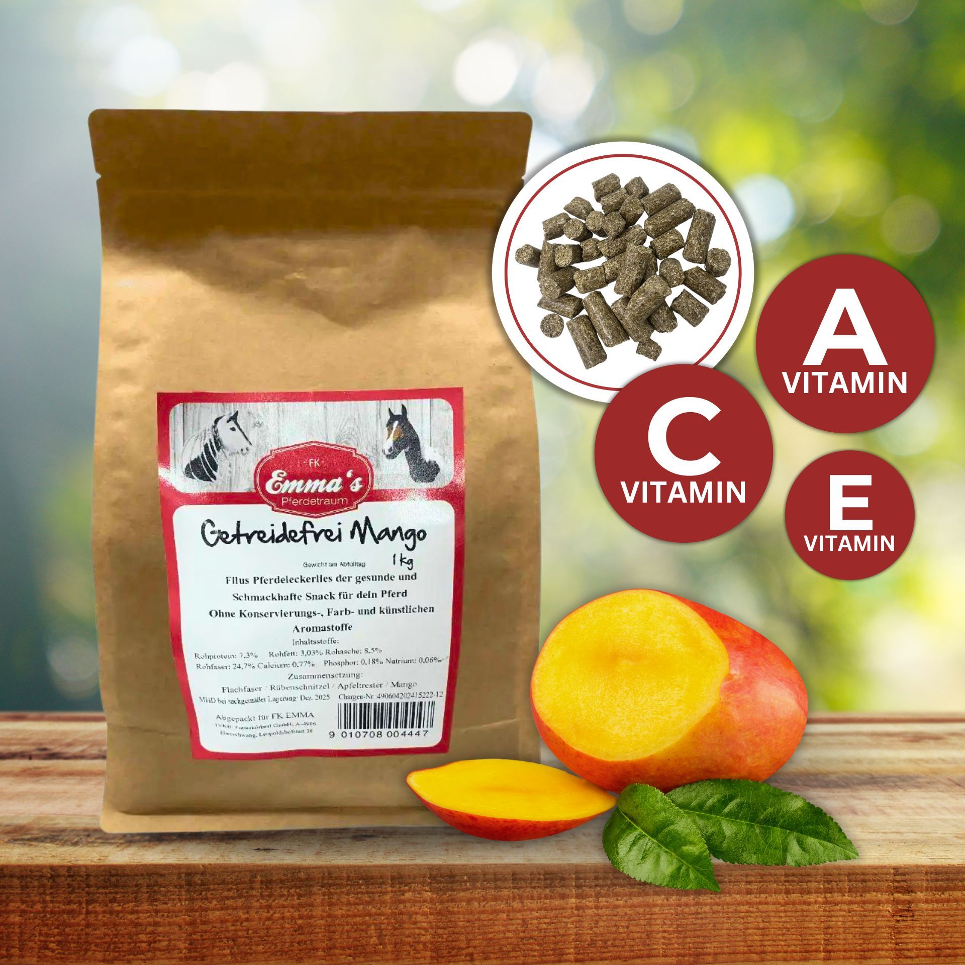 Emmas horse treat grain-free mango, infographic
