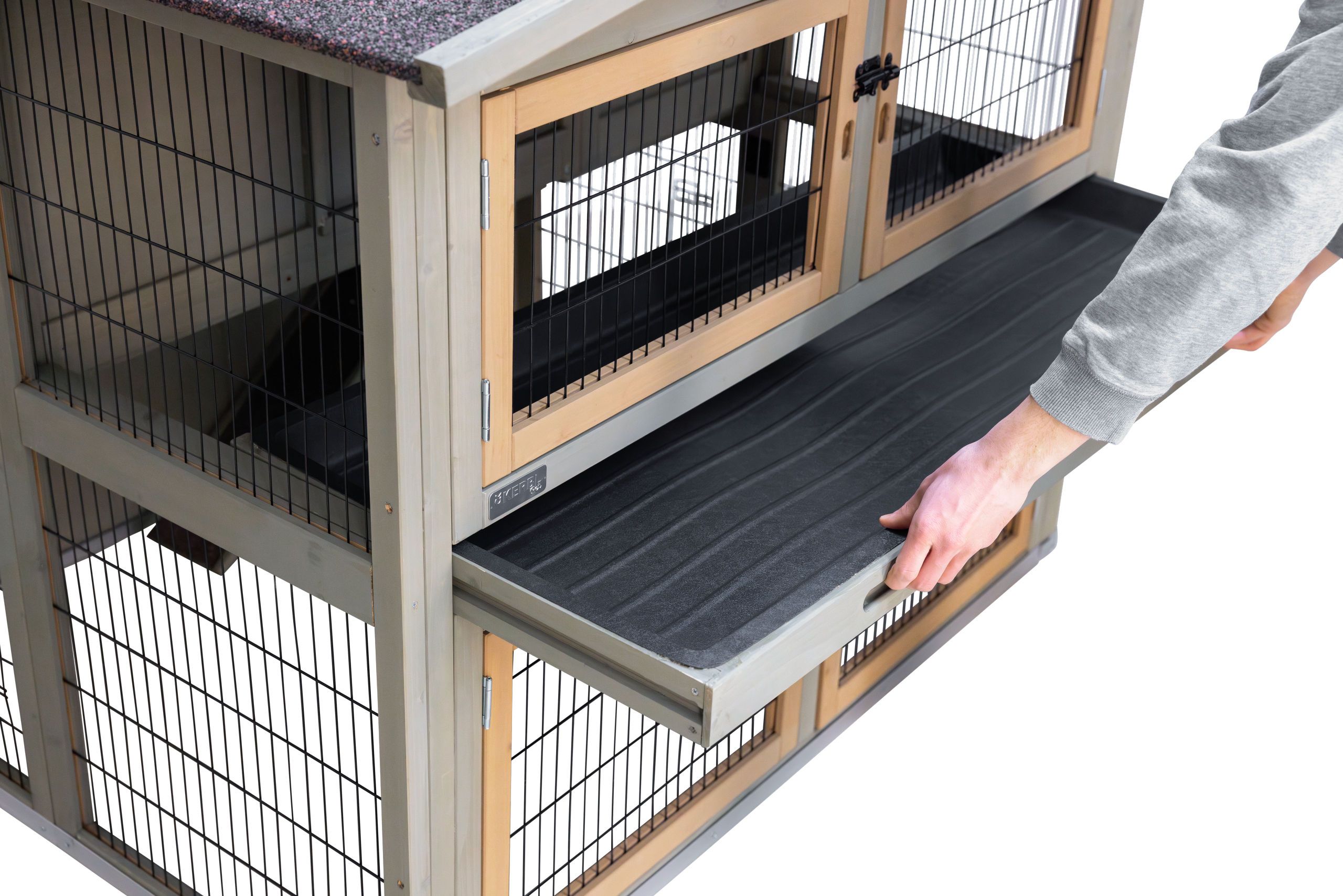 Hundekäfig, Drahtgitter, Ausziehbares Tablett, Holzrahmen, Schubladenablage