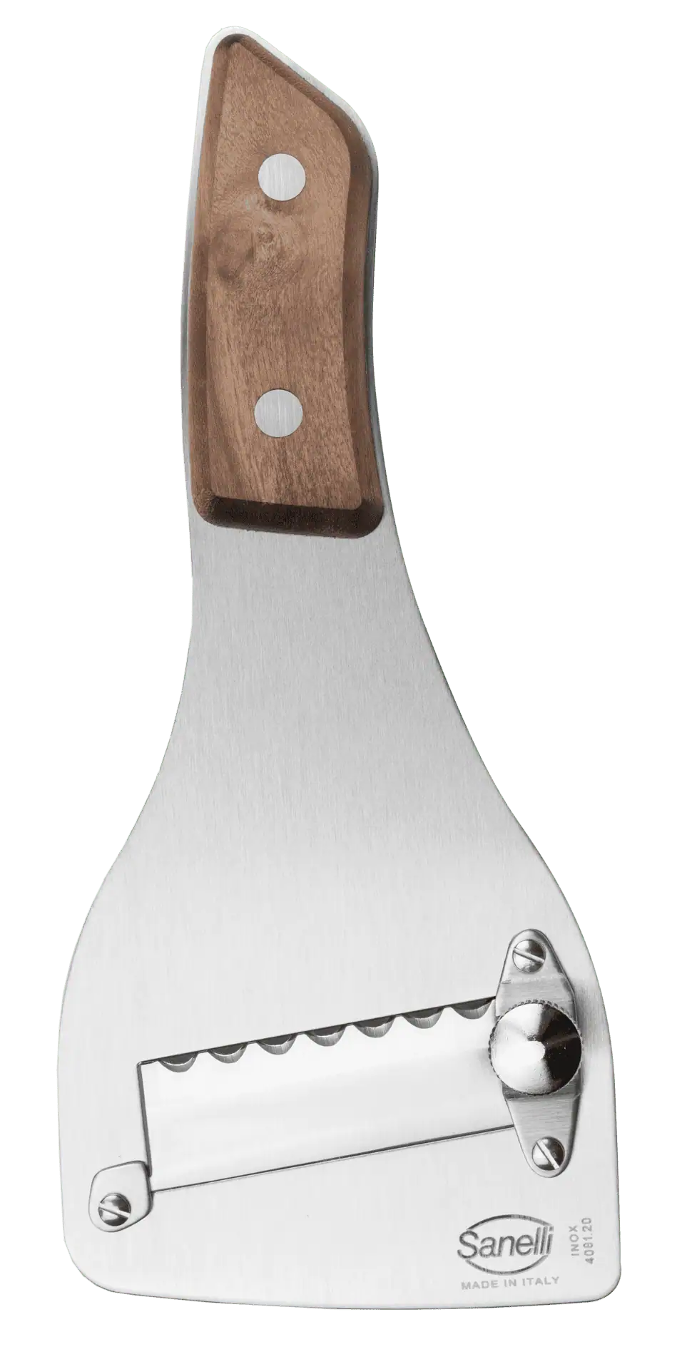 Couteau à fromage & à truffe inox dentelé avec manche en bois, 20 cm Sanelli