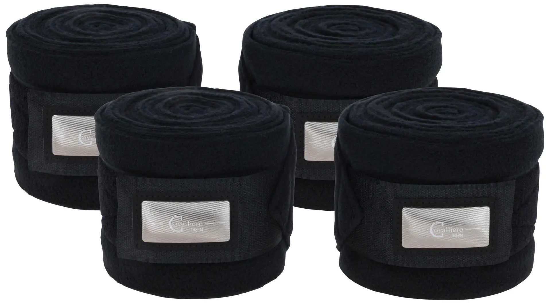 Bandages polaires Covalliero CovallieroTherm pour chevaux, noir, lot de 4, kit