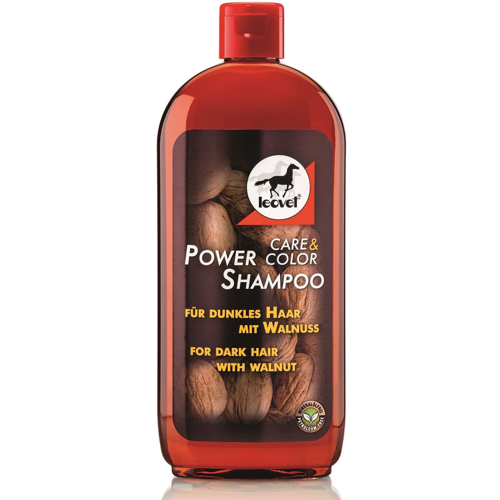 Shampooing Leovet Power pour chevaux noirs à l'extrait de noix 500 ml