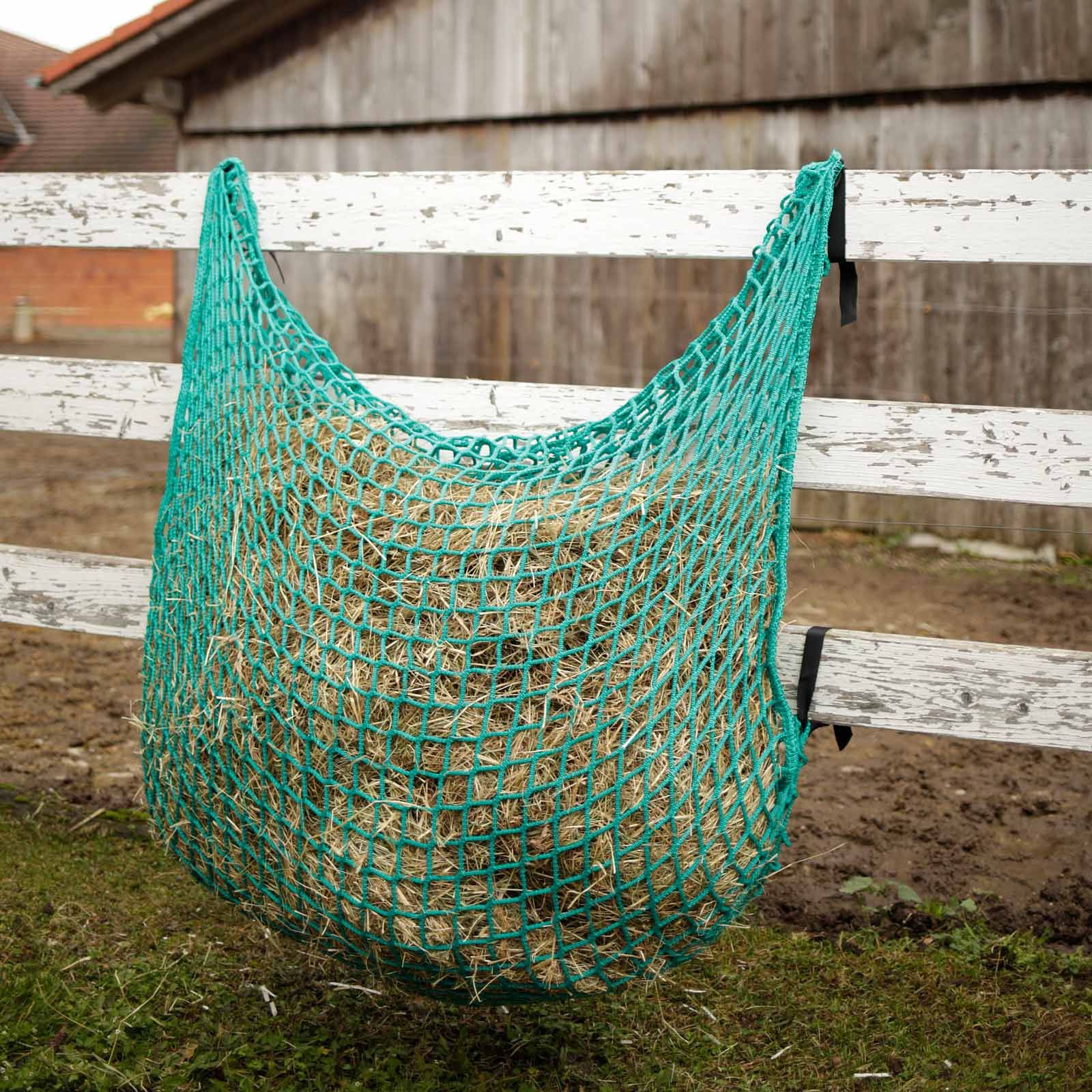 Kerbl FlexiStrong szénaháló lóhoz, zöld, extra erős polipropilén, gyorskioldóval, 200 x 120 cm