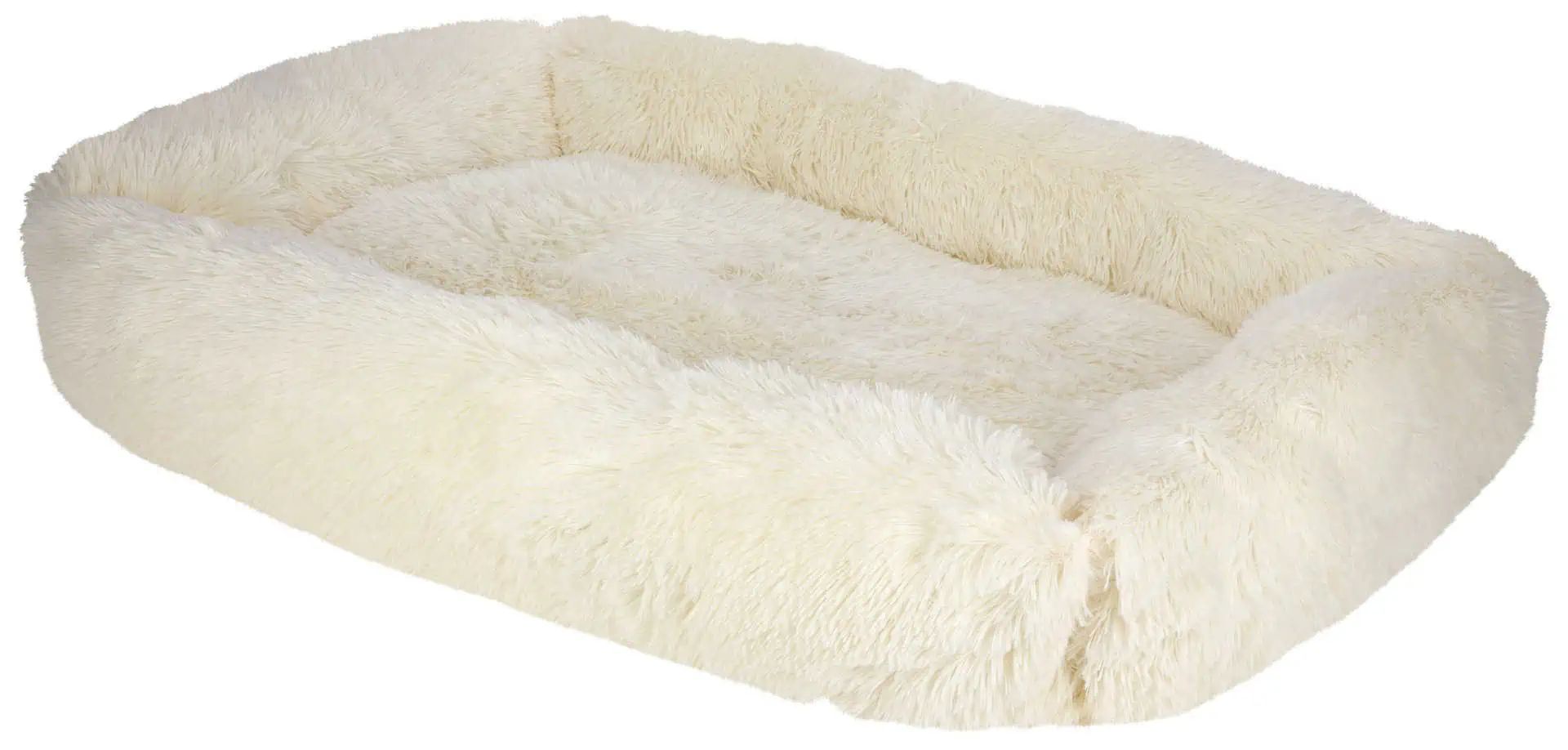Kerbl Corbeille Fluffy crème, panier peluche moelleux, 100x70 cm