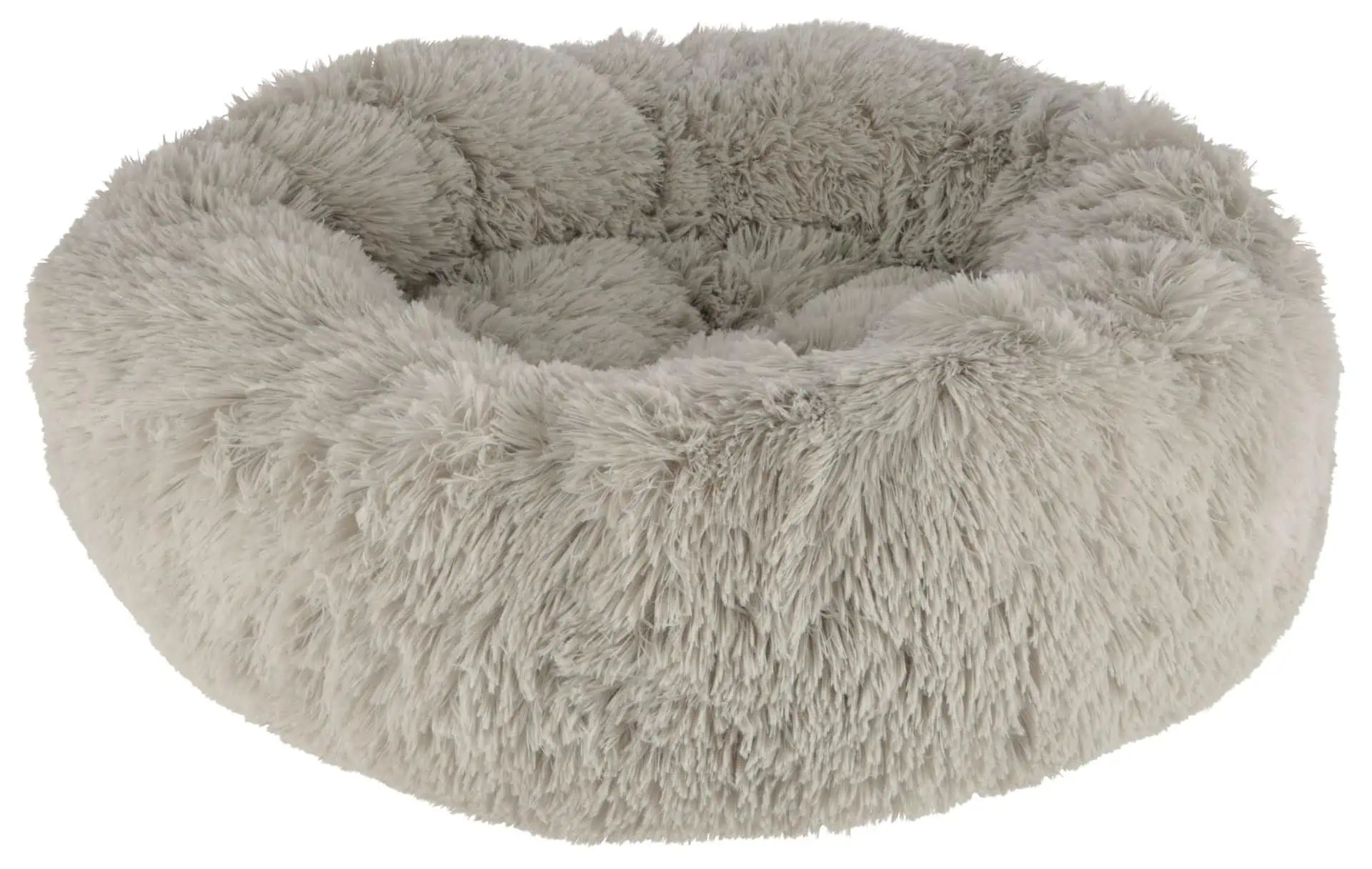 Kerbl Gosig säng Fluffy för hund & katt, munkform, ljusgrå