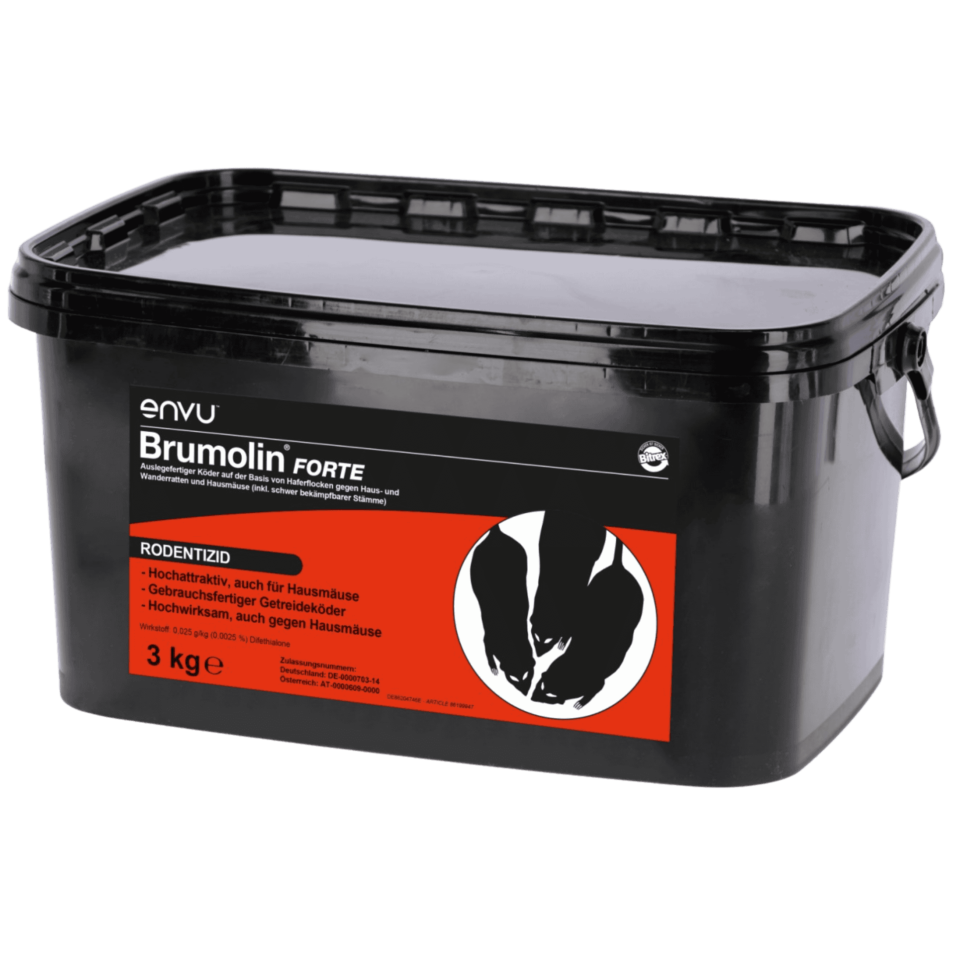 envu Brumolin Forte Rattengift & Mäuseköder Haferflocken, 3 kg, Verpackung