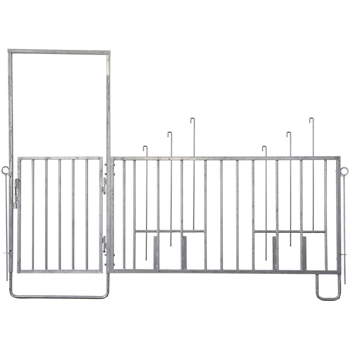 Modulare Kälberstall Aufstallung Zaunteil mit Tür + Fressplätze 6 Fressplätze, 285 cm