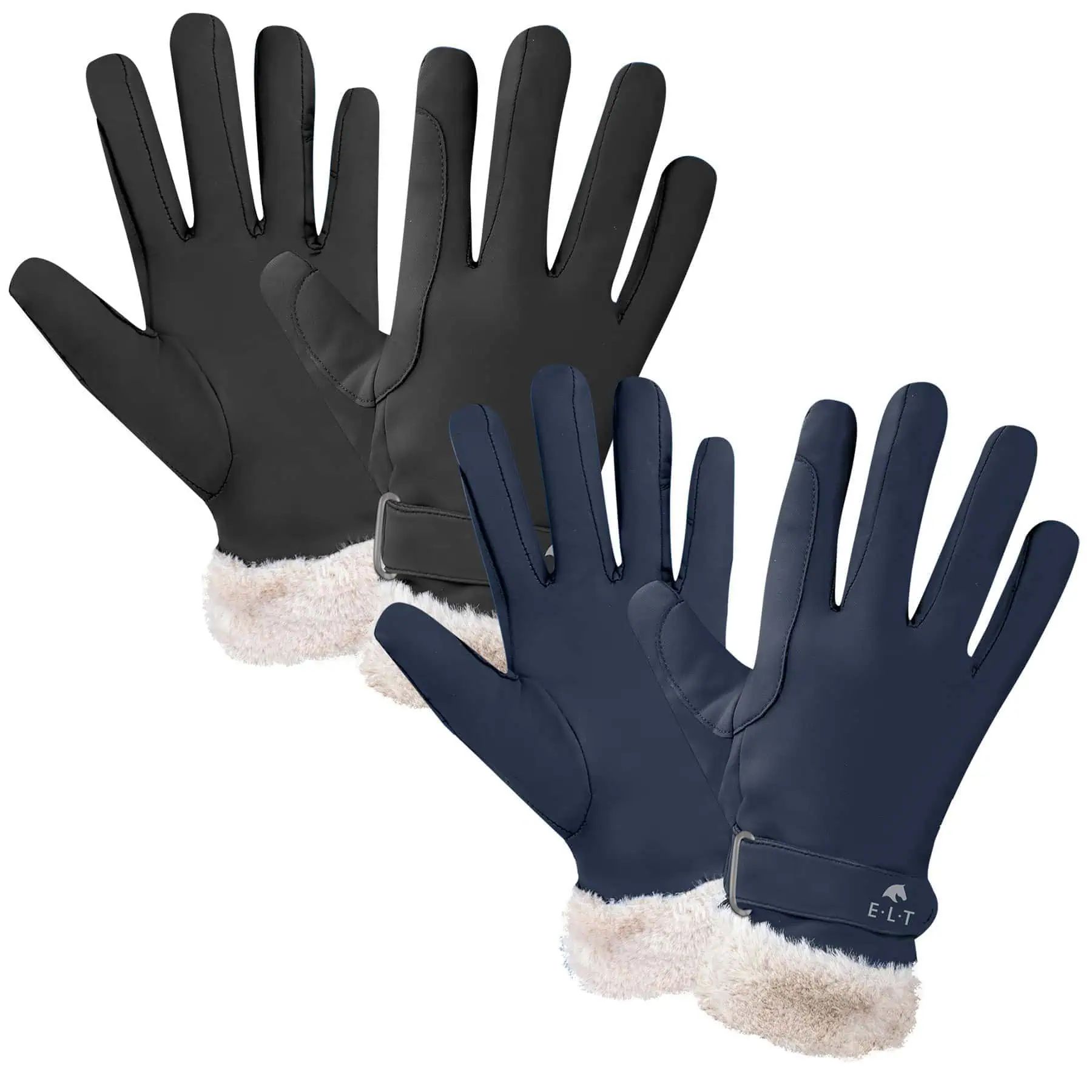 Gant d'équitation hiver St. Moritz ELT avec fourrure, bleu nuit S