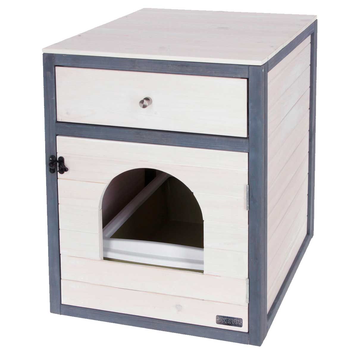 Kerbl Katzenschrank Ida, Möbeldesign mit Schublade, 45x58x60 cm, Seitenansicht