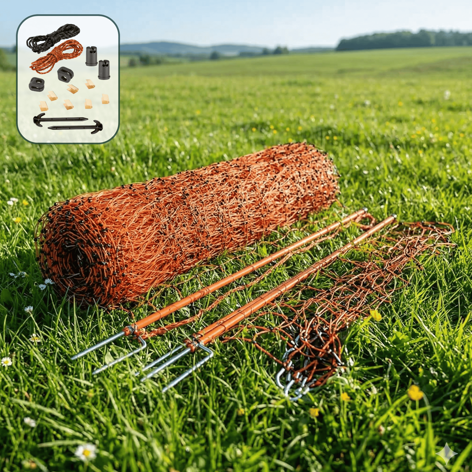 Agrarzone Poultry Net Classic electrificable, double tip, orange, what's included