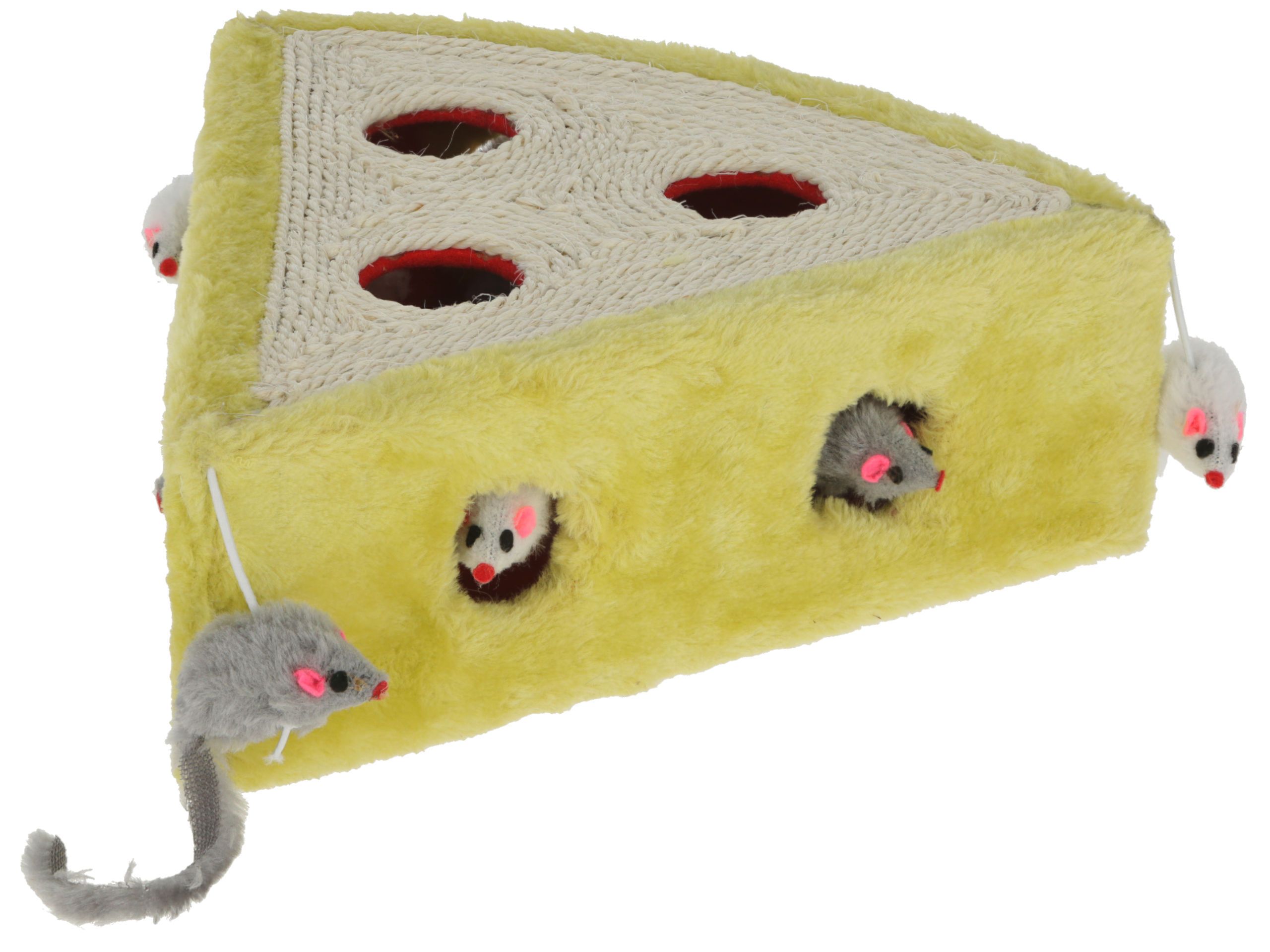 Jouet pour chat en sisal CHEESY, forme de fromage avec souris