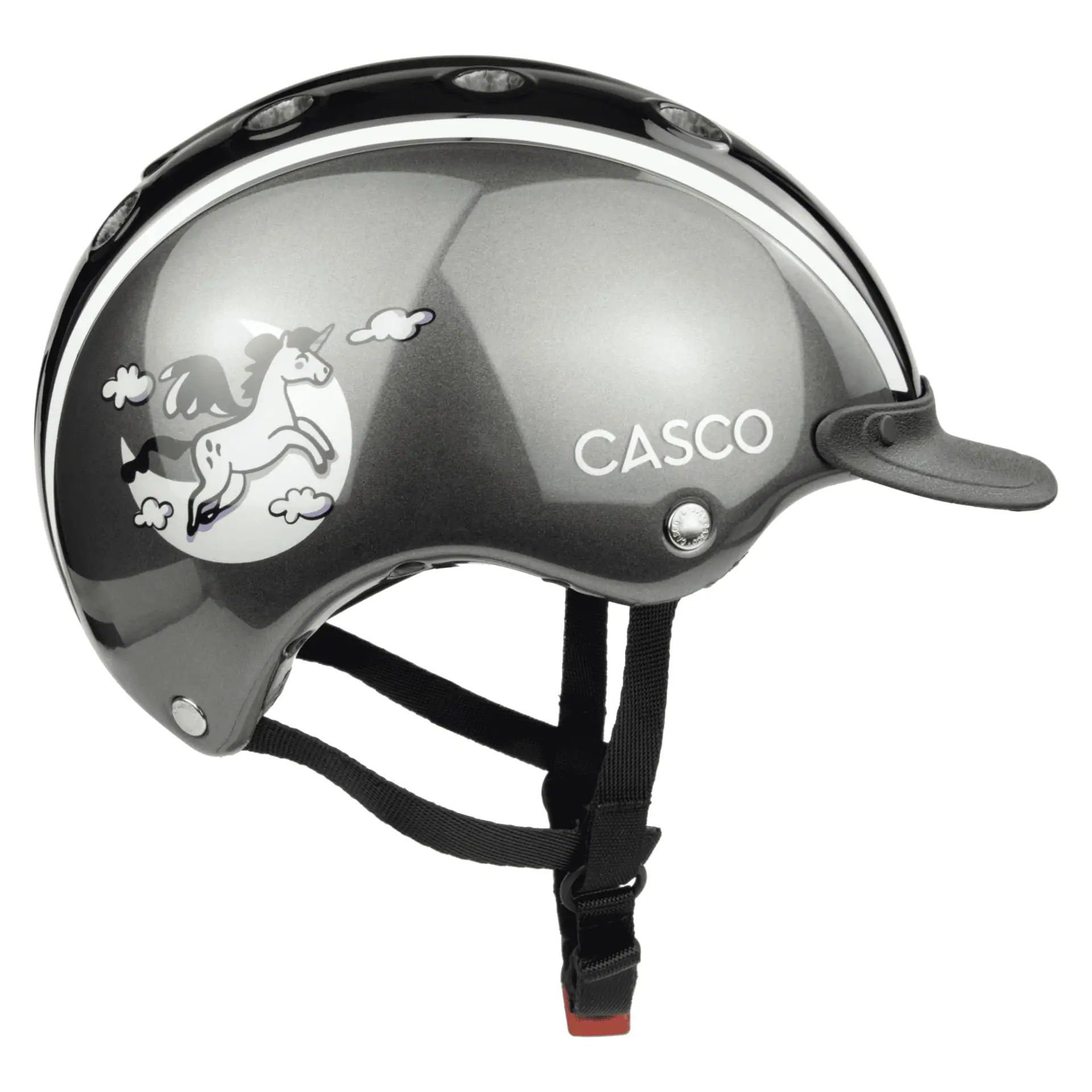 Casque d'équitation Casco Nori Iconic, casque enfant avec protection nuque, Moonbeam Anthracite XS