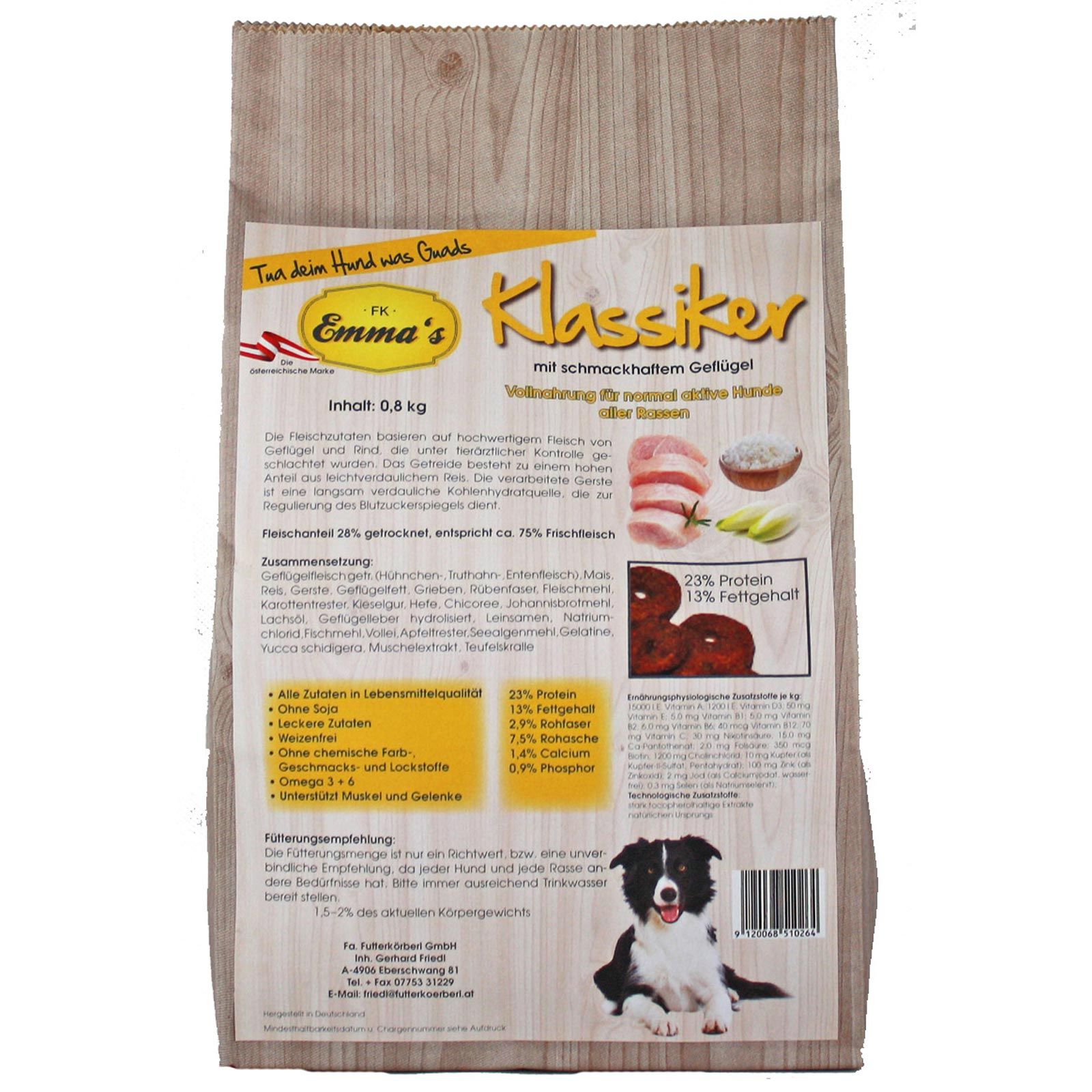Emmas Hundfoder Classic torrfoder 0,8 kg