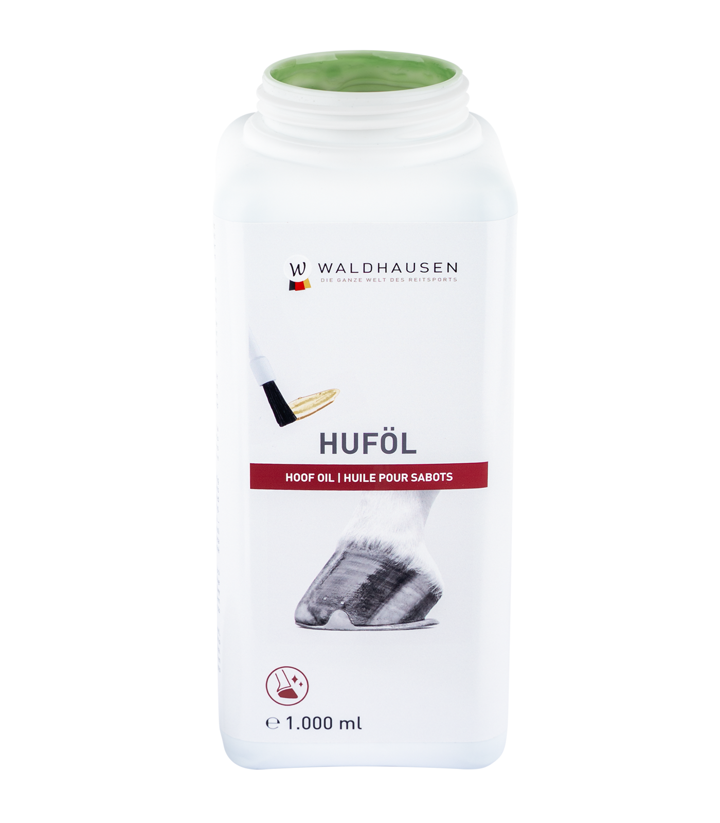 Waldhausen Olio per zoccoli con olio di alloro, verde, 1000 ml, dettaglio, chiusura