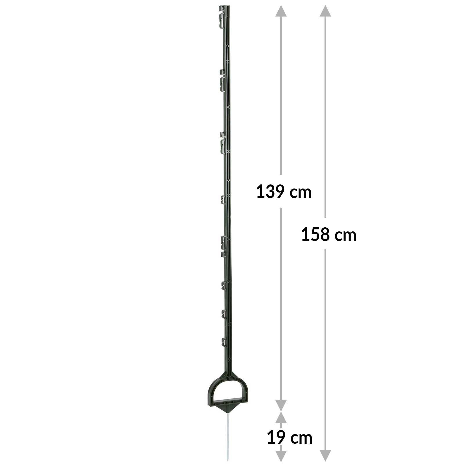 5x stâlp pentru gard electric de pășune 158 cm verde, desen cu dimensiuni