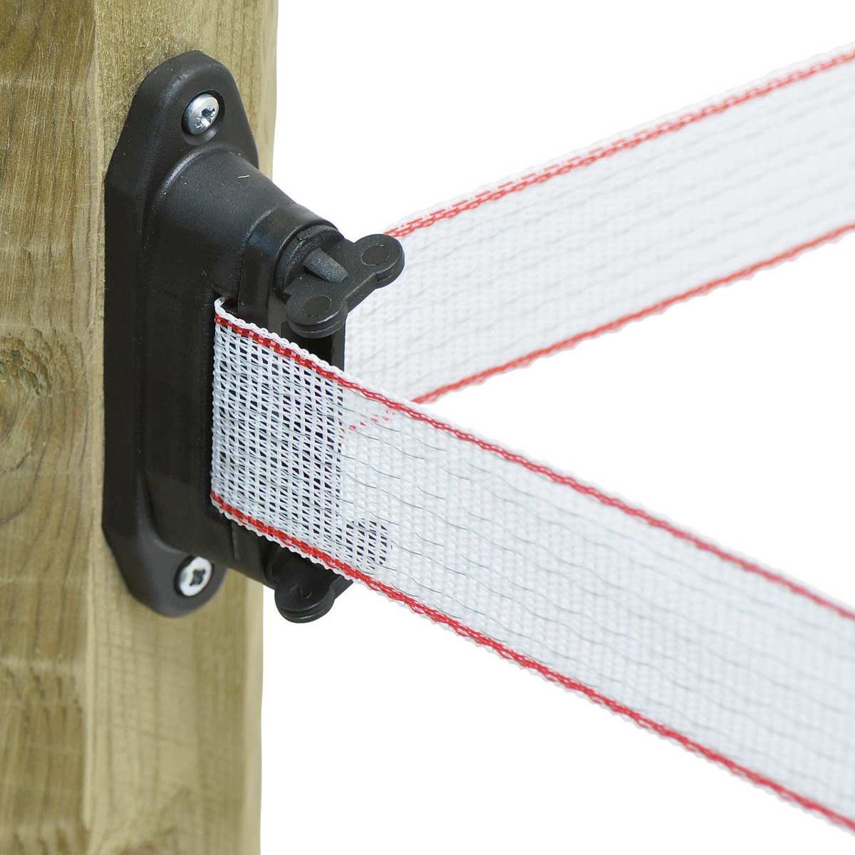 6x AKO izolator pentru linii de garduri și colțuri cu inserții de cauciuc de până la 40 mm, în utilizare, izolator