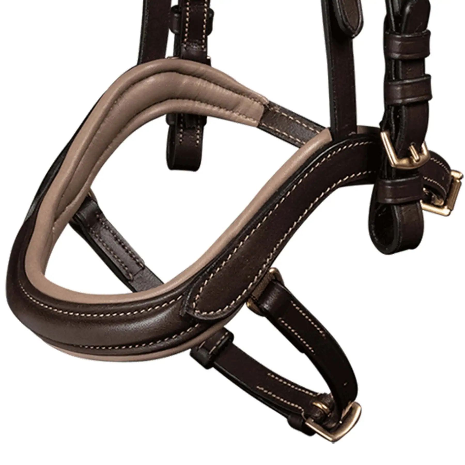 Waldhausen Island Trensenzaum anatomic, Leder, geteiltes Genickstück, braun/messing