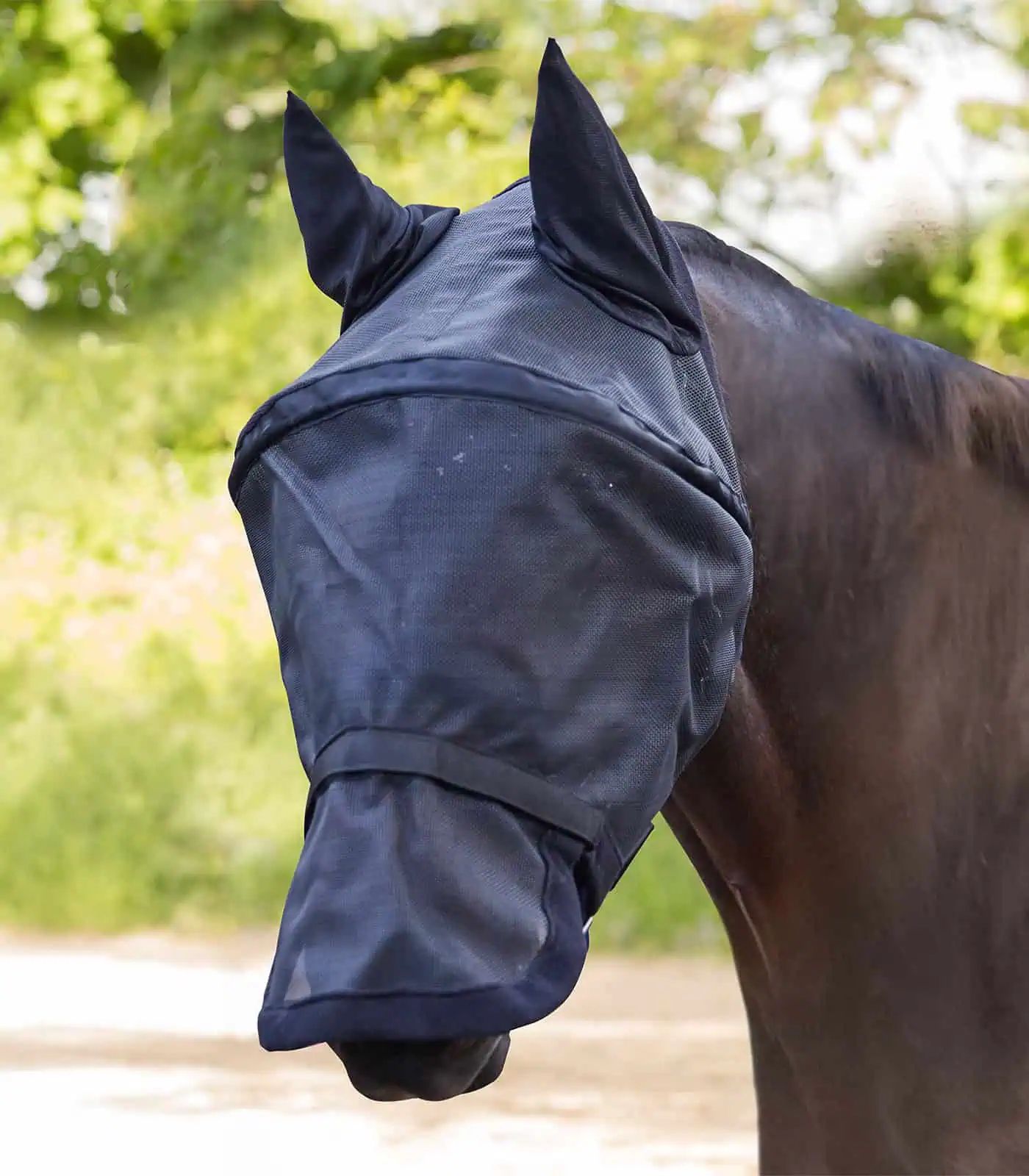 Waldhausen Fliegenmaske Premium Space, mit Ohren-u.Nasenschutz, schwarz, Pony
