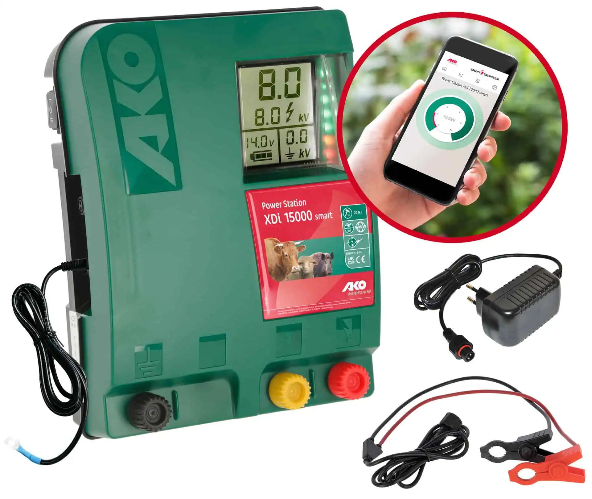 AKO Power Station XDI 15000 Smart 12V Weidezaungerät, Lieferumfang