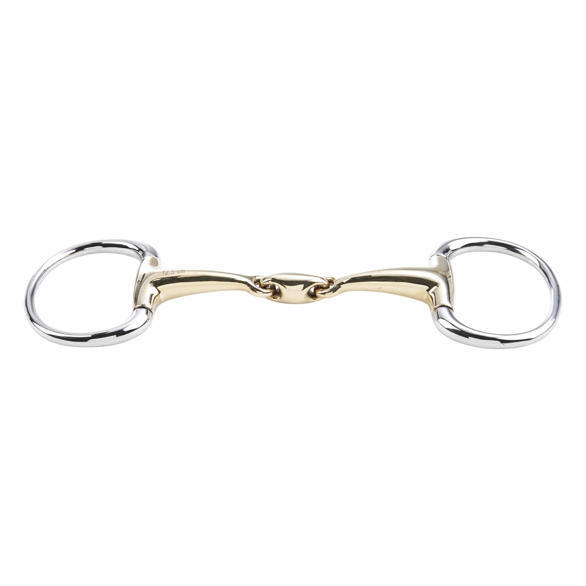 Mors à olives BUSSE KAUGAN 16 mm, double brisure, anneaux inox, vue de face