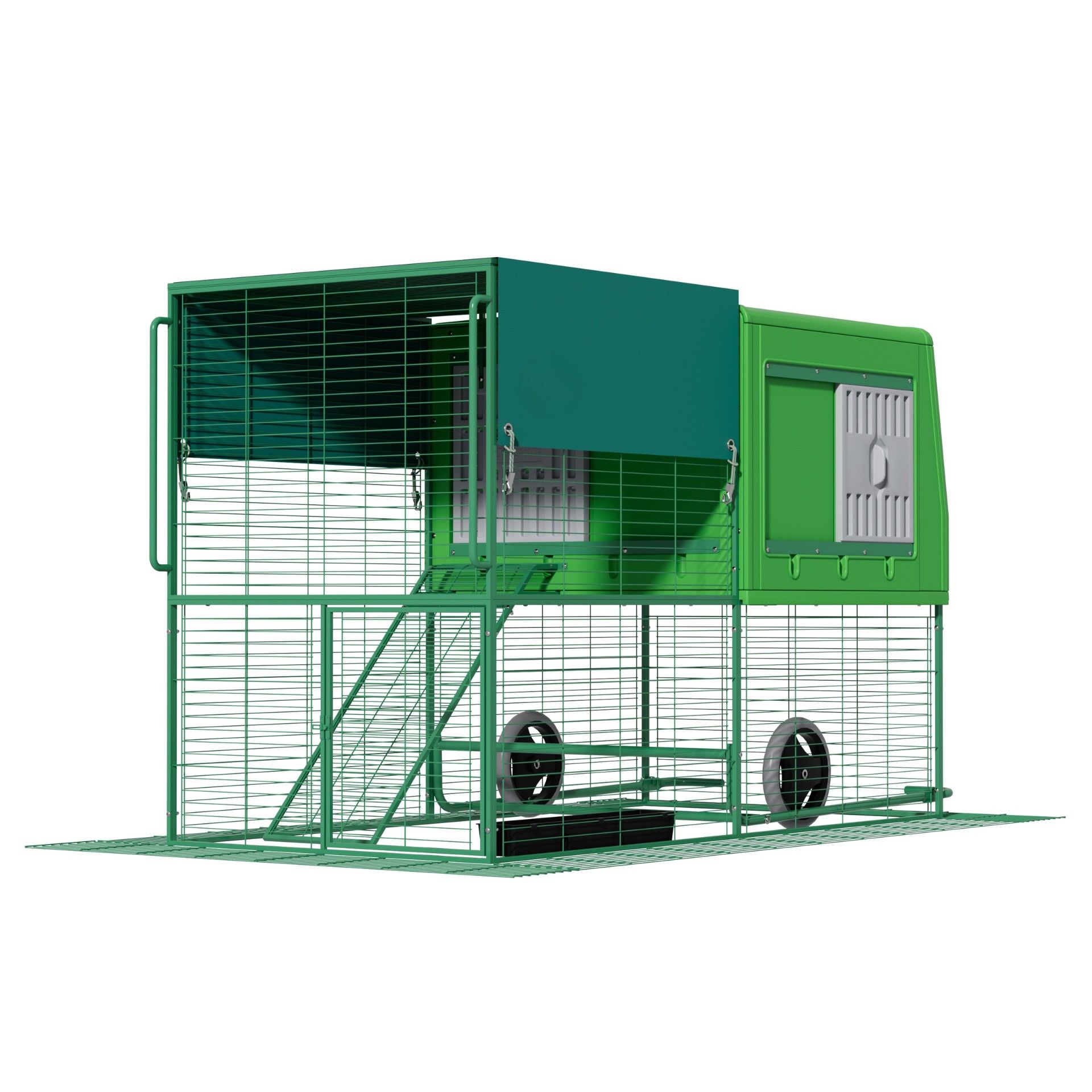 Agrarzone Mobile Chicken Coop "The Egg Chalet" made of Plastic, side view, wheel